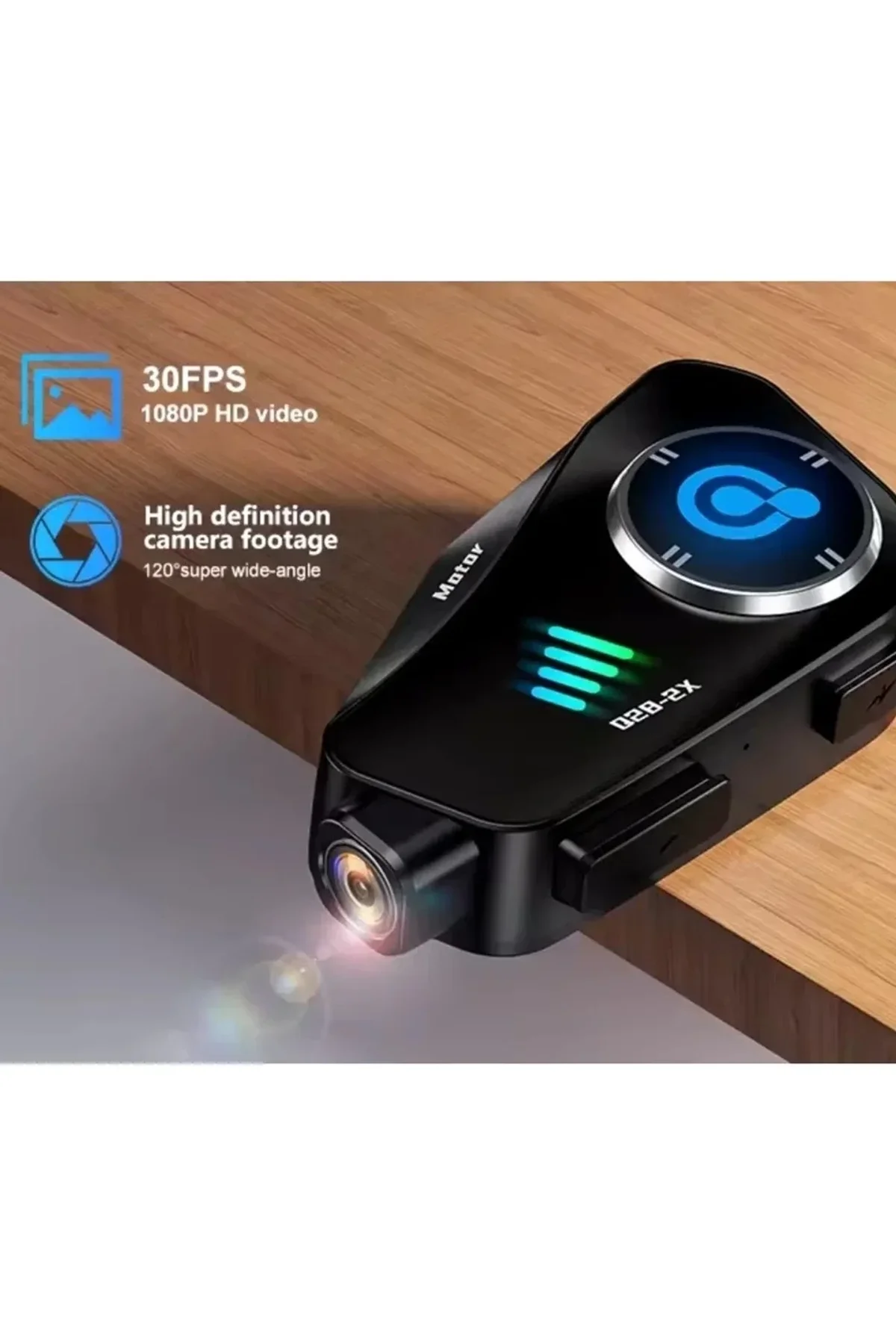 Q28 2x 2 Eşleşmeli Motosiklet Kask Bluetooth Kulaklık 1080p Kamera Su Geçirmez Intercom - Just Cheap Store Görsel 3