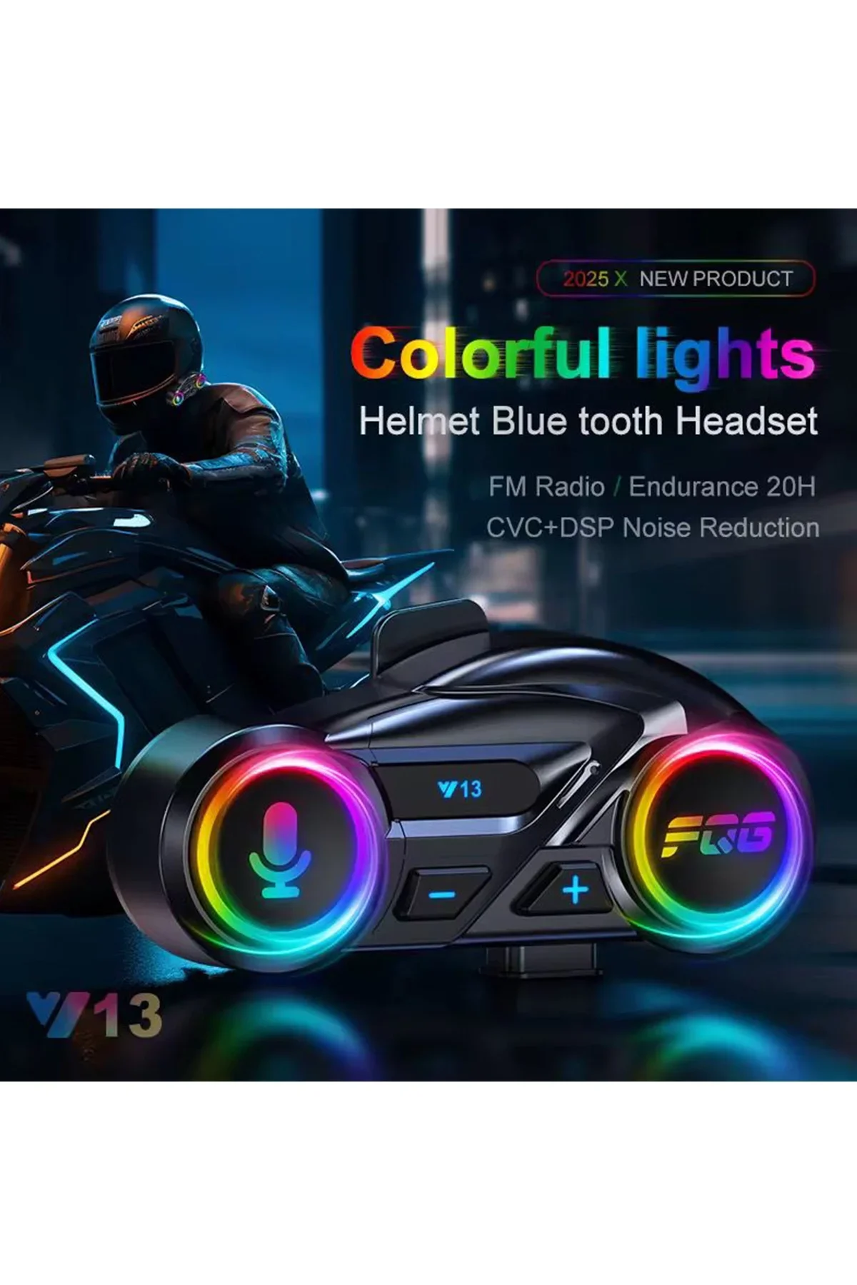 Y13 Motor Kask Kulaklık Rgb Modlu Radyolu Motosiklet Kulaklık 5.3 Bluetooth Intercom - Just Cheap Store Görsel 5
