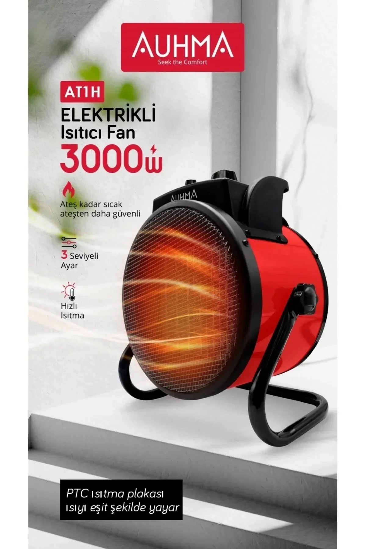 Ultra Güçlü 3000 Watt Taşınabilir Elektrikli Portatif Isıtıcı Soba Sıcak Hava Üfleyen Fan Radyatör - Just Cheap Store Görsel 5