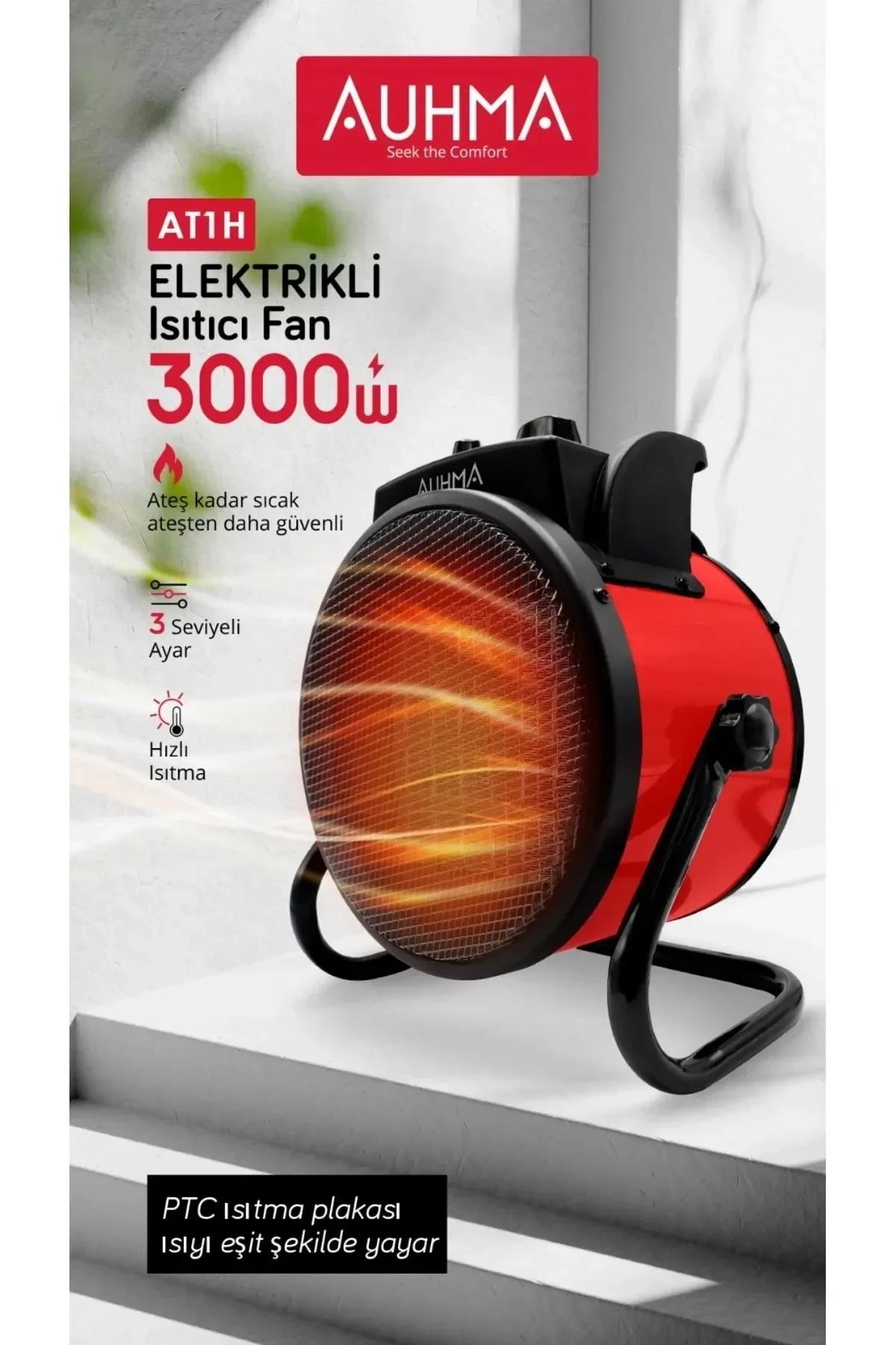 Ultra Güçlü 3000 Watt Taşınabilir Elektrikli Portatif Isıtıcı Soba Sıcak Hava Üfleyen Fan Radyatör - Just Cheap Store Görsel 4