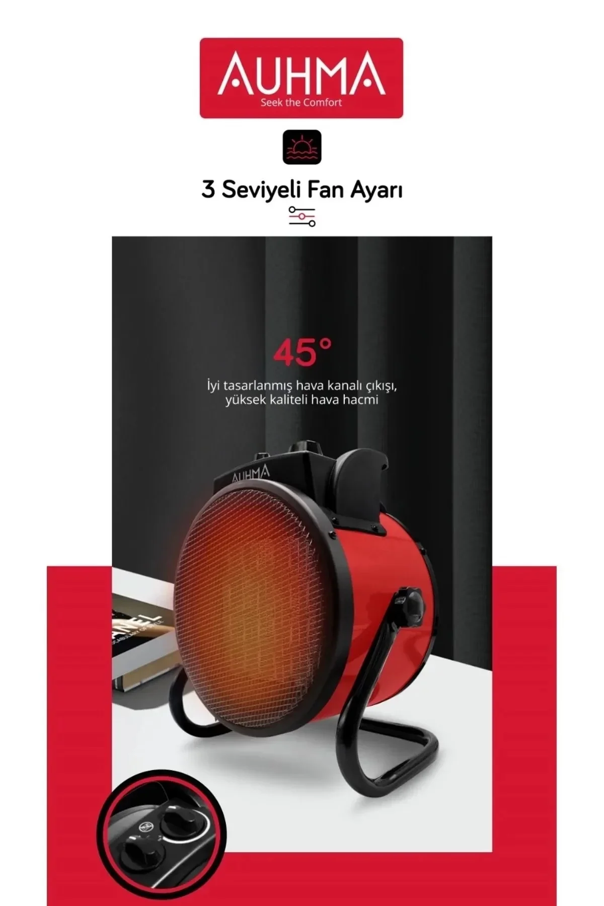 Ultra Güçlü 3000 Watt Taşınabilir Elektrikli Portatif Isıtıcı Soba Sıcak Hava Üfleyen Fan Radyatör - Just Cheap Store Görsel 3