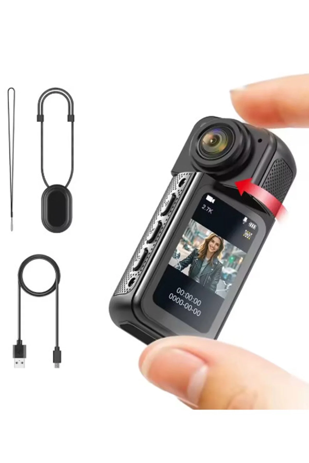 S70 Mıknatıslı Yaka Kamerası Hd Kalite, 30 Fps, Kolay Bağlantı, Boyun Askısı 2.7k Siyah - Just Cheap Store Görsel 3