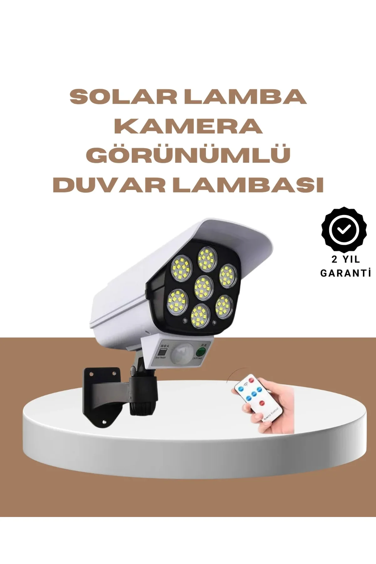 Güneş Enerjili Led Lamba + Güvenlik Kamerası Görünümlü– 5-8 M Hareket Algılamalı, Beyaz Işık - Just Cheap Store Görsel 2