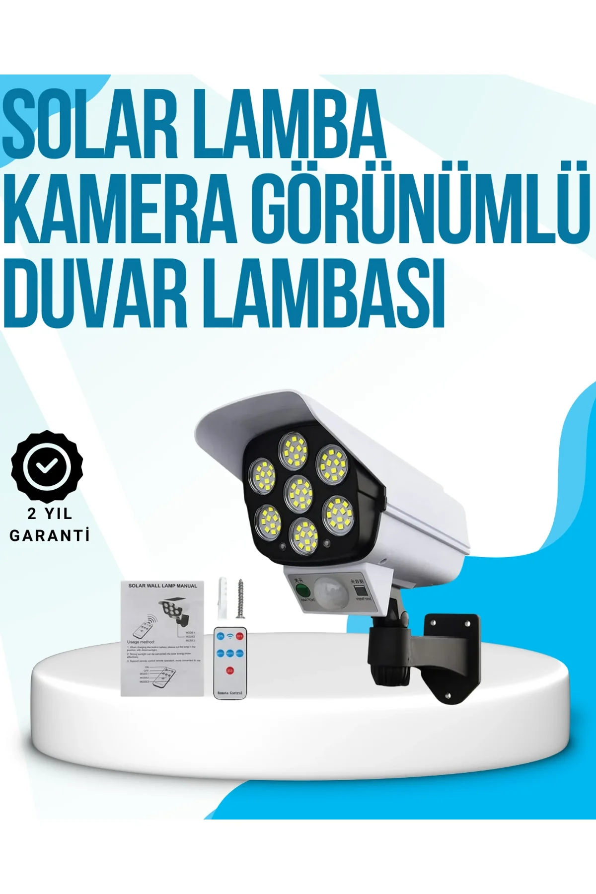 Kablosuz, Güneş Paneliyle Şarj Olan Dış Mekan Lambası – 8-10 Saat Aydınlatma Süresi