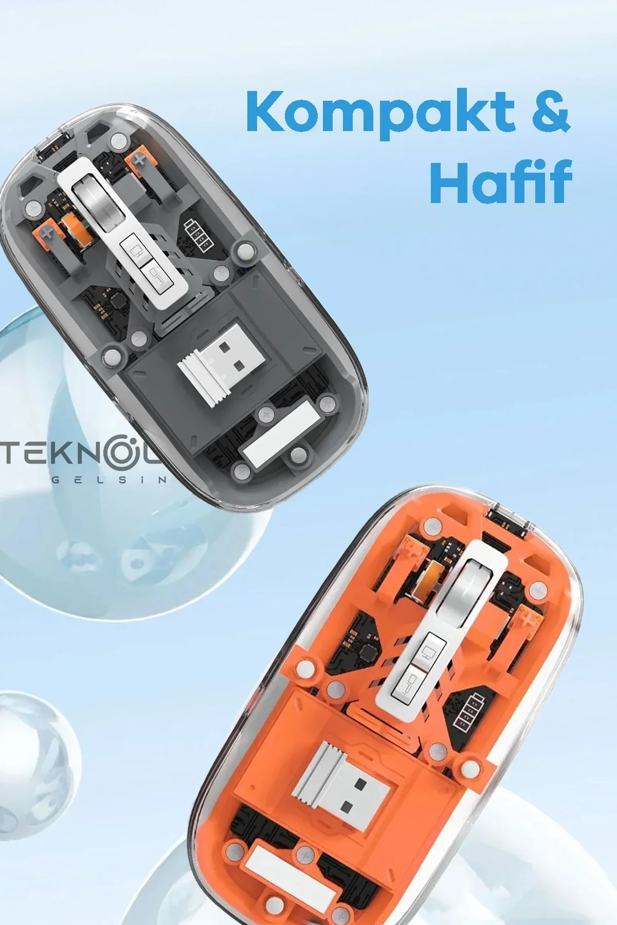 Bluetooth Usb Çift Modlu Sessiz Mouse, Şeffaf Mıknatıslı Kapaklı, Type-c Şarjlı, Dpı Ayarlı, Kablosu - Just Cheap Store Görsel 3