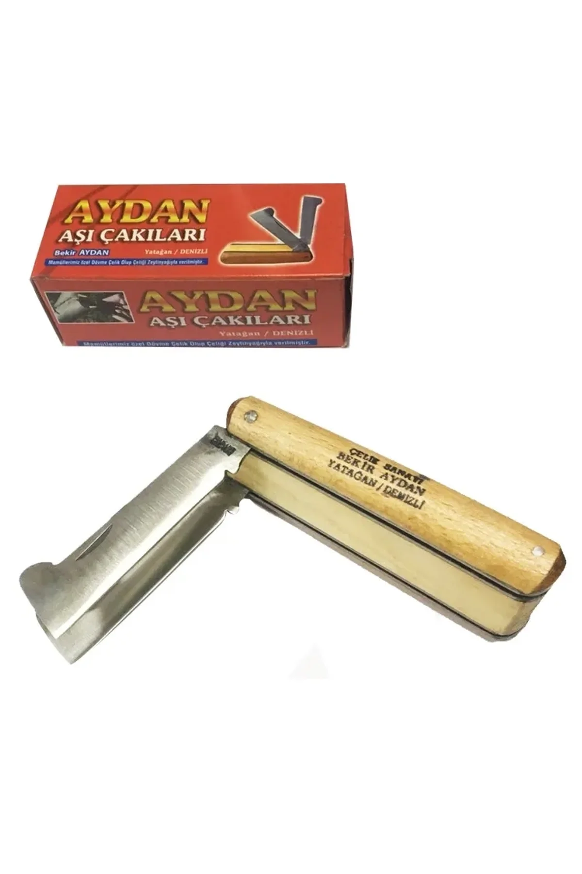 Yatağan İkili Ceviz Aşı Çakı, Bıçağı - Ahşap Saplı