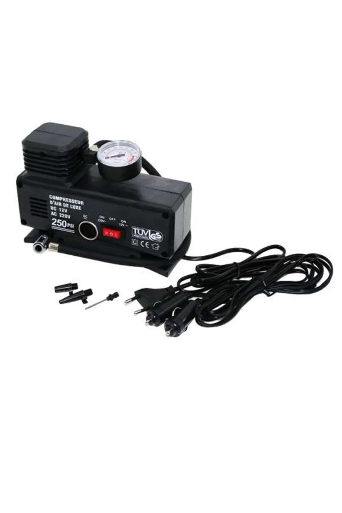 220 Volt-12 Volt 250 Psi Psi Kompresör Lastik Hava Şişirme Oto Pompası Fişli Çakmaklıklı - Just Cheap Store Görsel 3