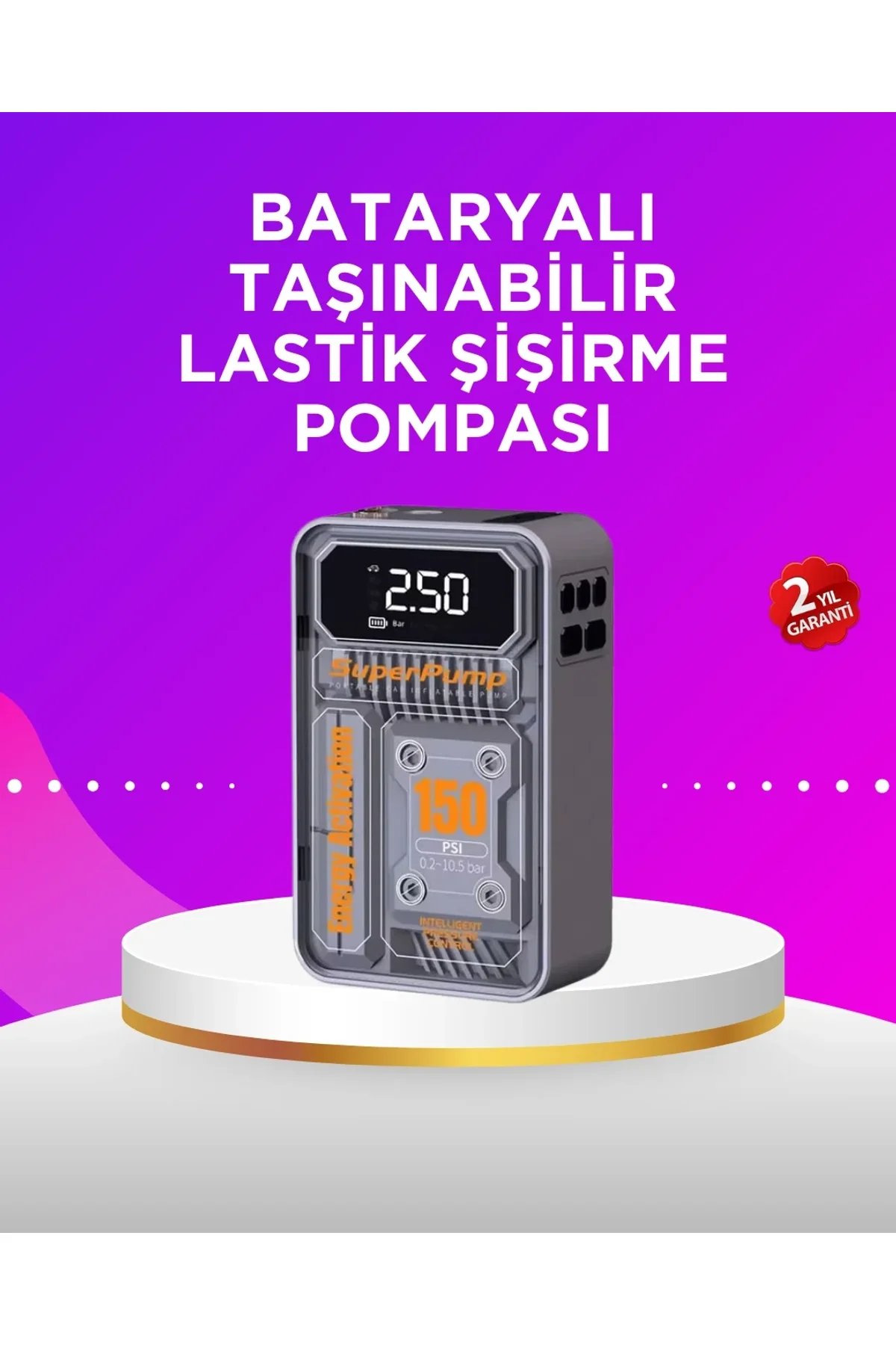 Mini Boy Elektrikli Şarjlı Yüksek Basınçlı Lastik Şişirme Pompası - Just Cheap Store Görsel 2