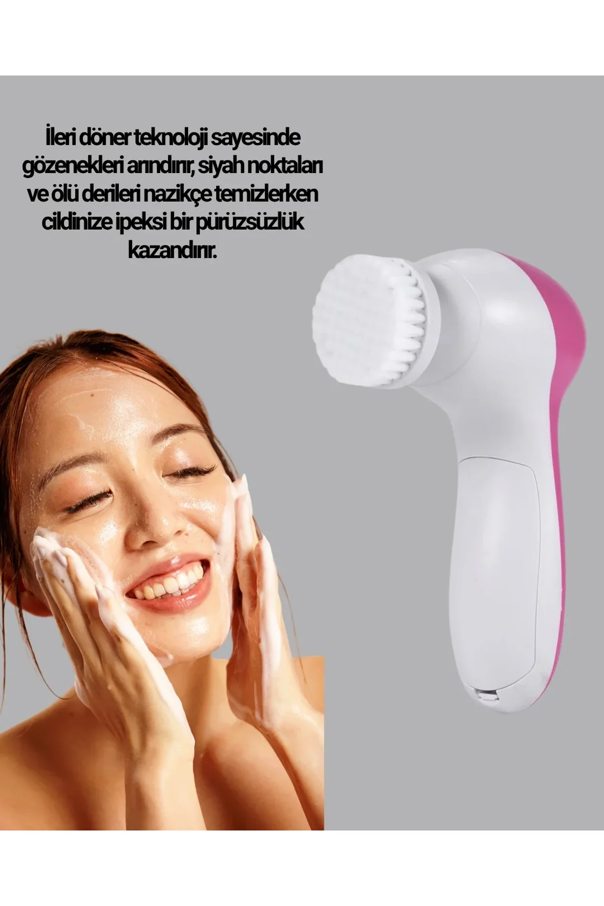 5’i 1 Arada Yüz Temizleme Cihazı – Masaj, Fırça, Peeling Ve Krem Uygulama Aparatlı - Just Cheap Store Görsel 5