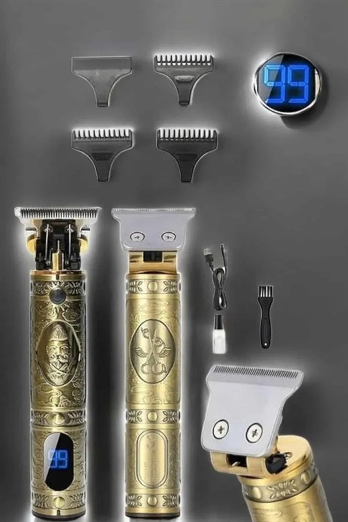 Tıraş Makinesi Şarjlı Profesyonel Saç Kesme Makinesi Gold Çizik Tıraş - Just Cheap Store Görsel 5