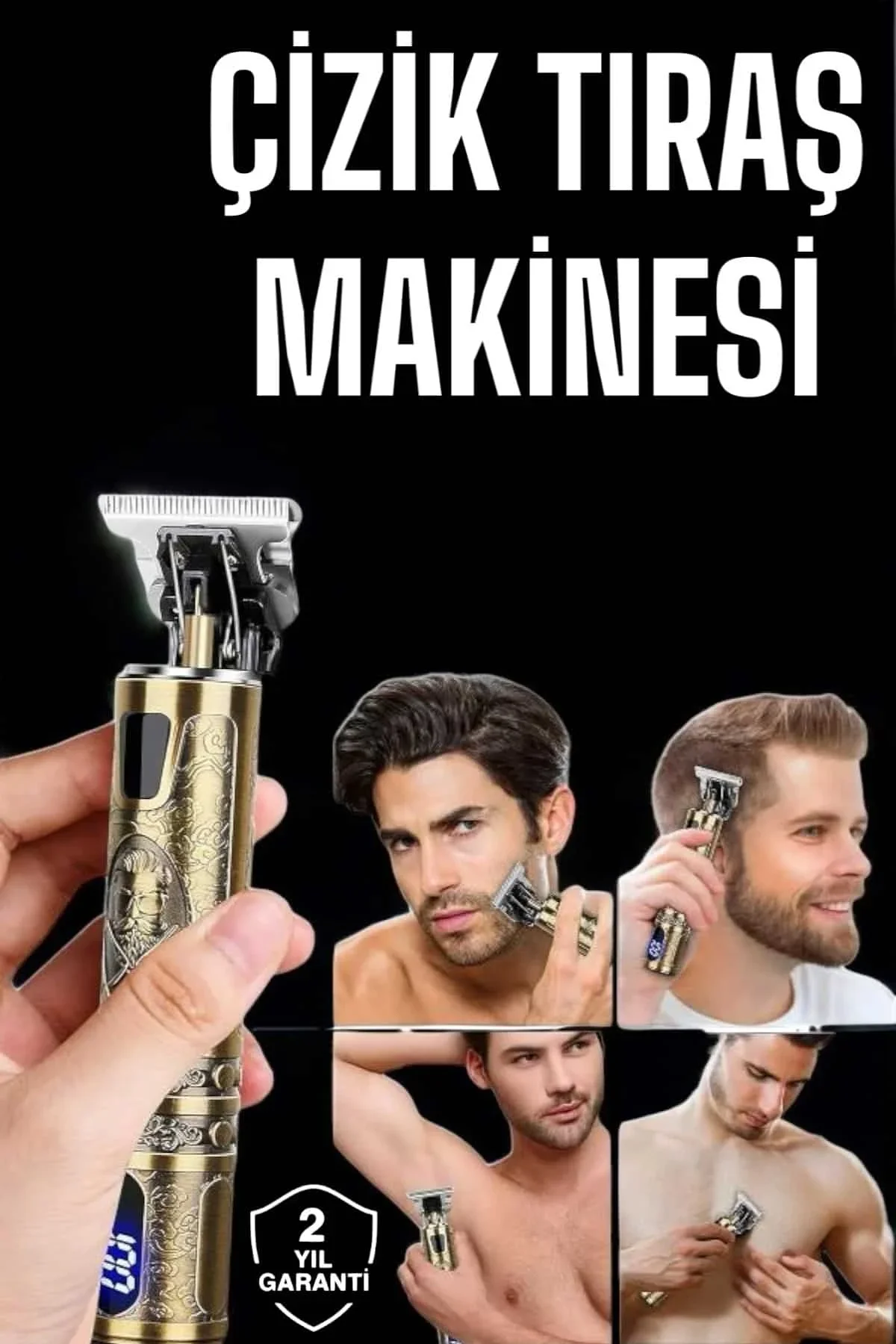 Tıraş Makinesi Şarjlı Profesyonel Saç Kesme Makinesi Gold Çizik Tıraş - Just Cheap Store Görsel 2
