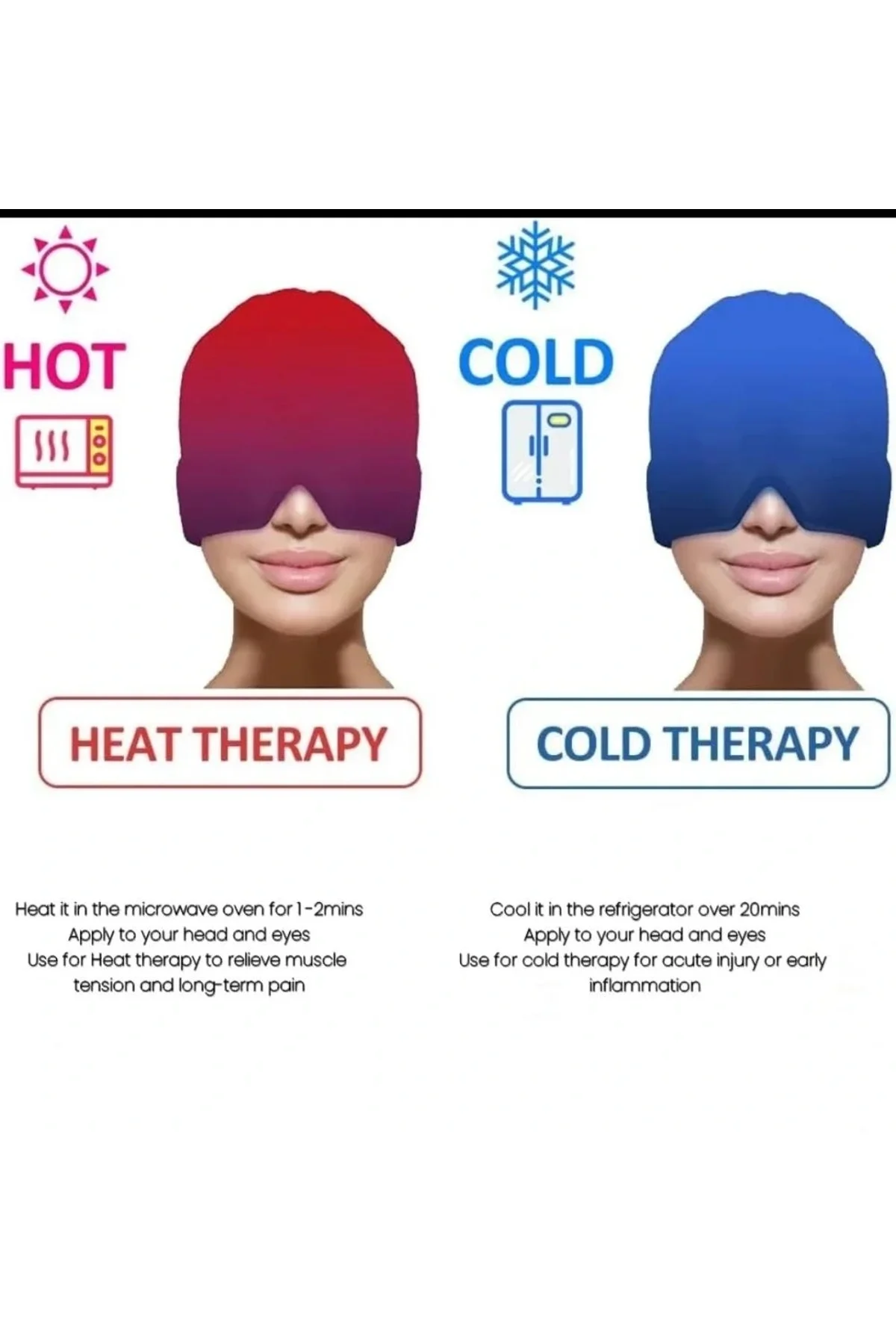 Migren Soğuk-sıcak Kompres Maske | Baş Ağrısı Ve Stres Gidermeye Yardımcı Jel Maske - Just Cheap Store Görsel 4