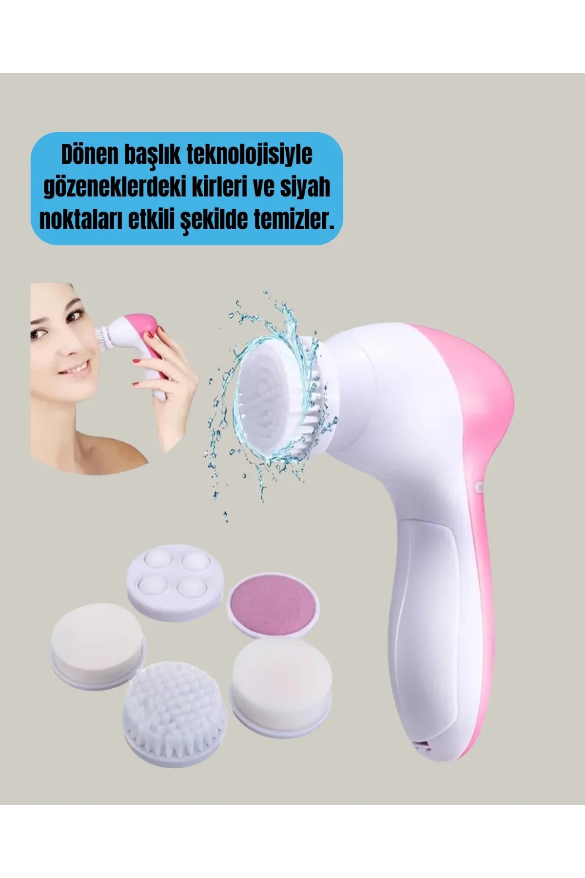 Derin Temizleme Ve Masaj İçin 5 Başlıklı Yüz Cilt Bakım Aleti - Just Cheap Store Görsel 4