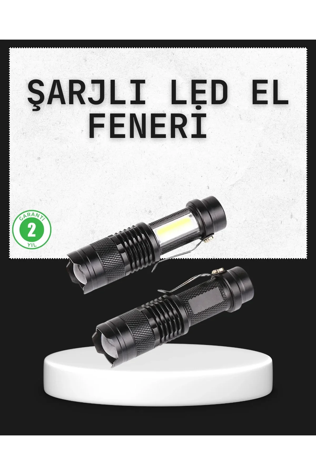 Odak Ayarlı 2000 Lümen Şarjlı Led El Feneri - Just Cheap Store Görsel 2