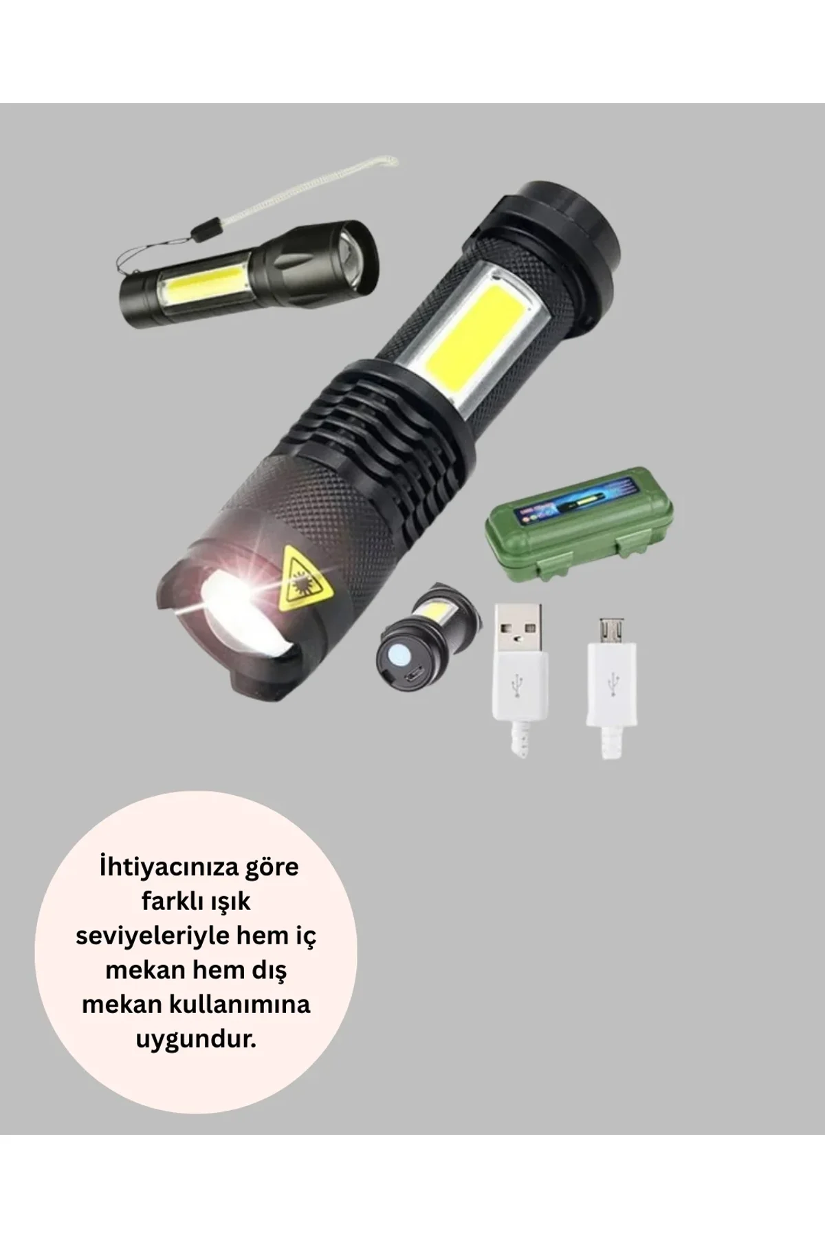 Küçük Boy Şarjlı Led El Feneri Taşınabilir Klipsli - Just Cheap Store Görsel 4