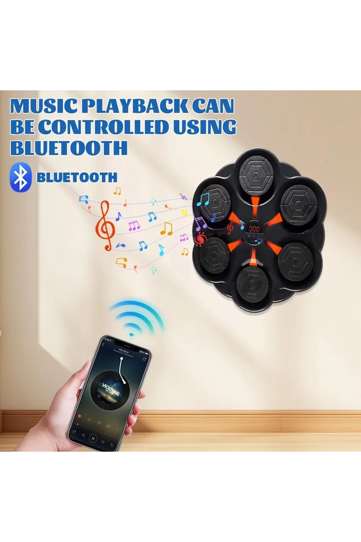 Duvar Boks Makinesi Müzikli Bluetooth Hoparlör Özellikli Led Işıklı Ritimli 9 Mod Seviye Ayarlı Box - Just Cheap Store Görsel 5