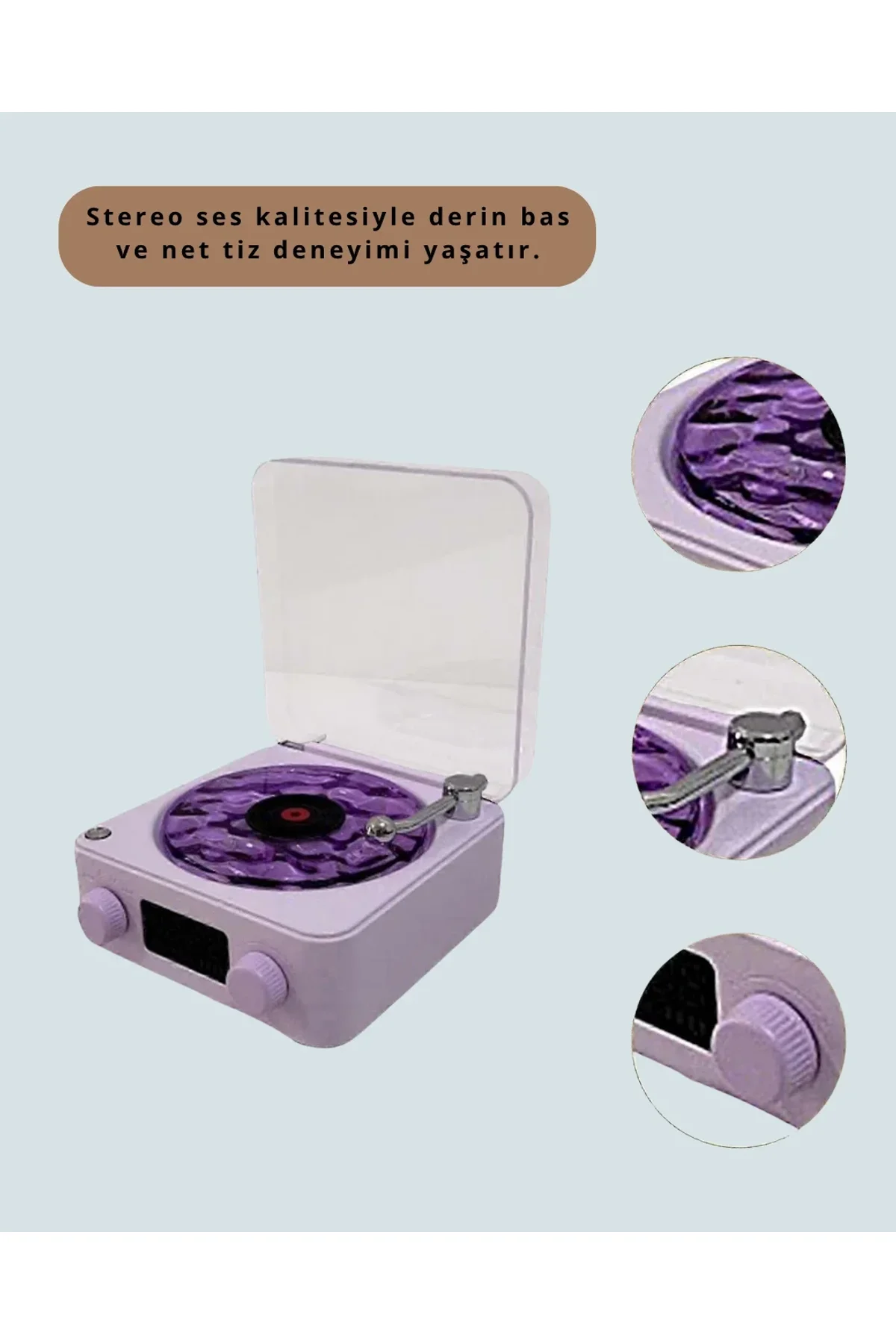 Retro Bluetooth Hoparlör Mor - Just Cheap Store Görsel 5