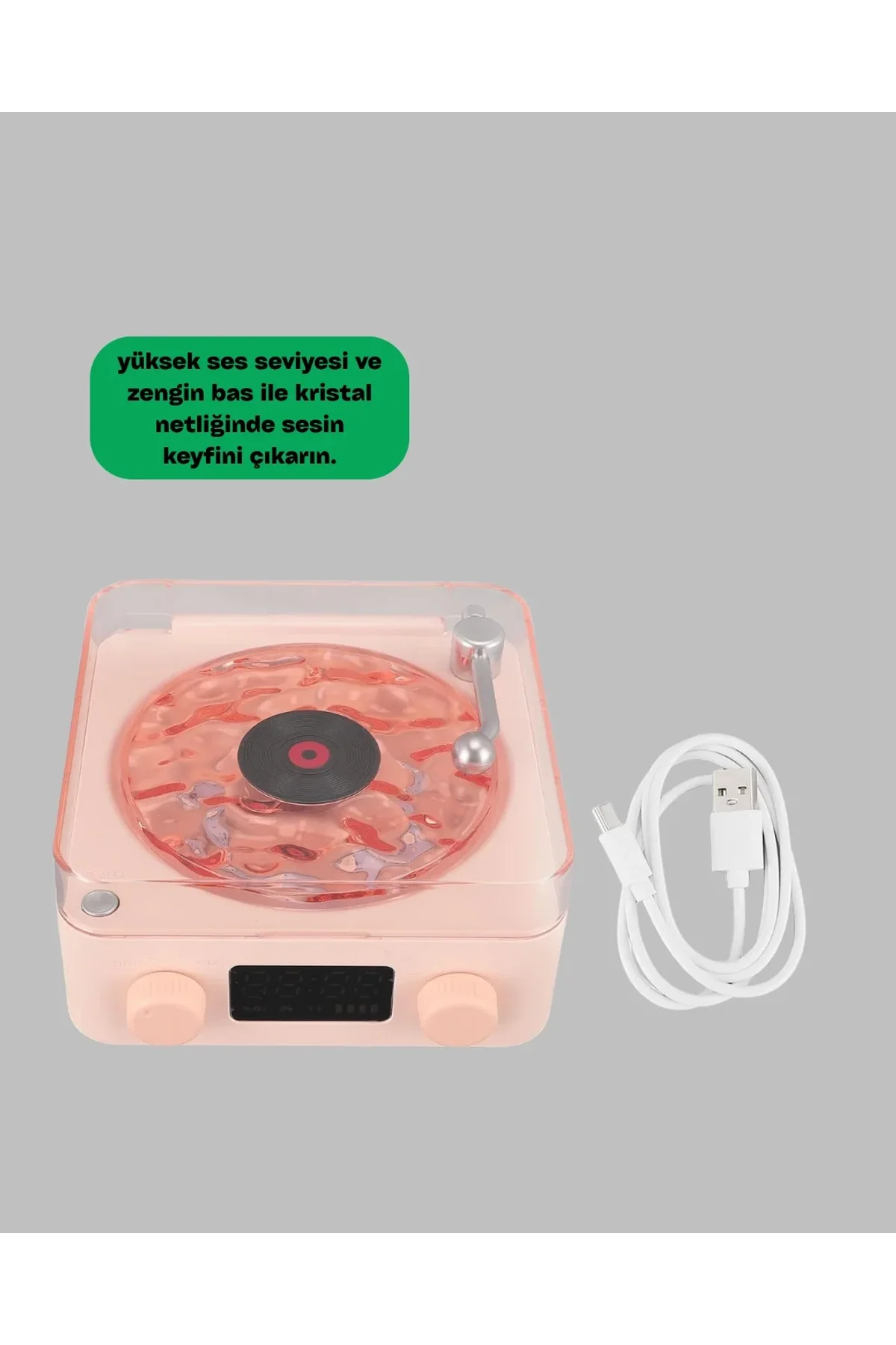Retro Bluetooth Hoparlör Pembe - Just Cheap Store Görsel 3