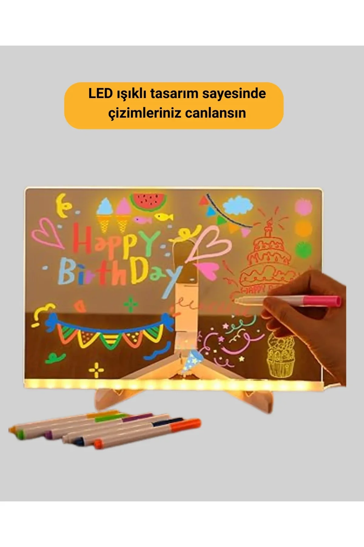 Silinebilir Led Mesaj Tahtası 7 Renkli Kalem Dahil - Just Cheap Store Görsel 4