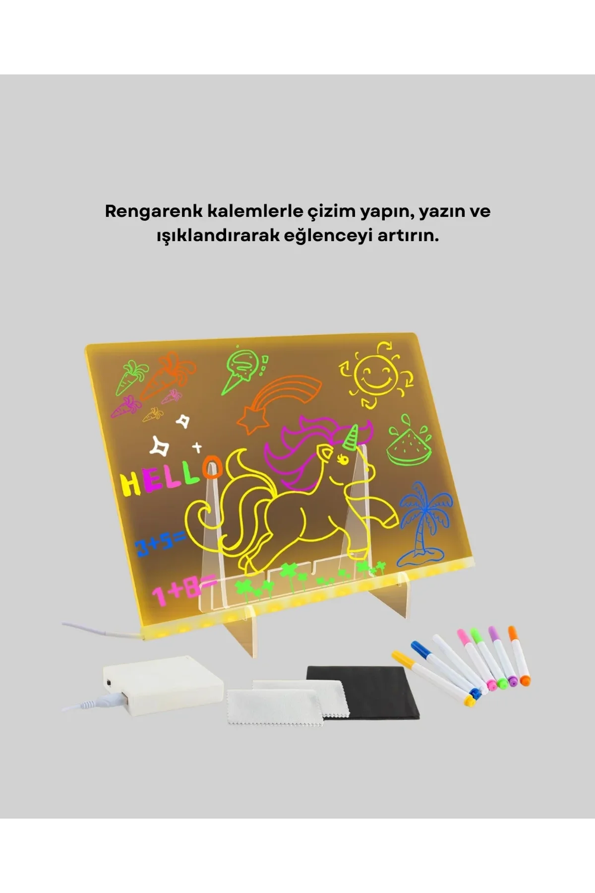 Silinebilir Led Mesaj Tahtası 7 Renkli Kalem Dahil - Just Cheap Store Görsel 3