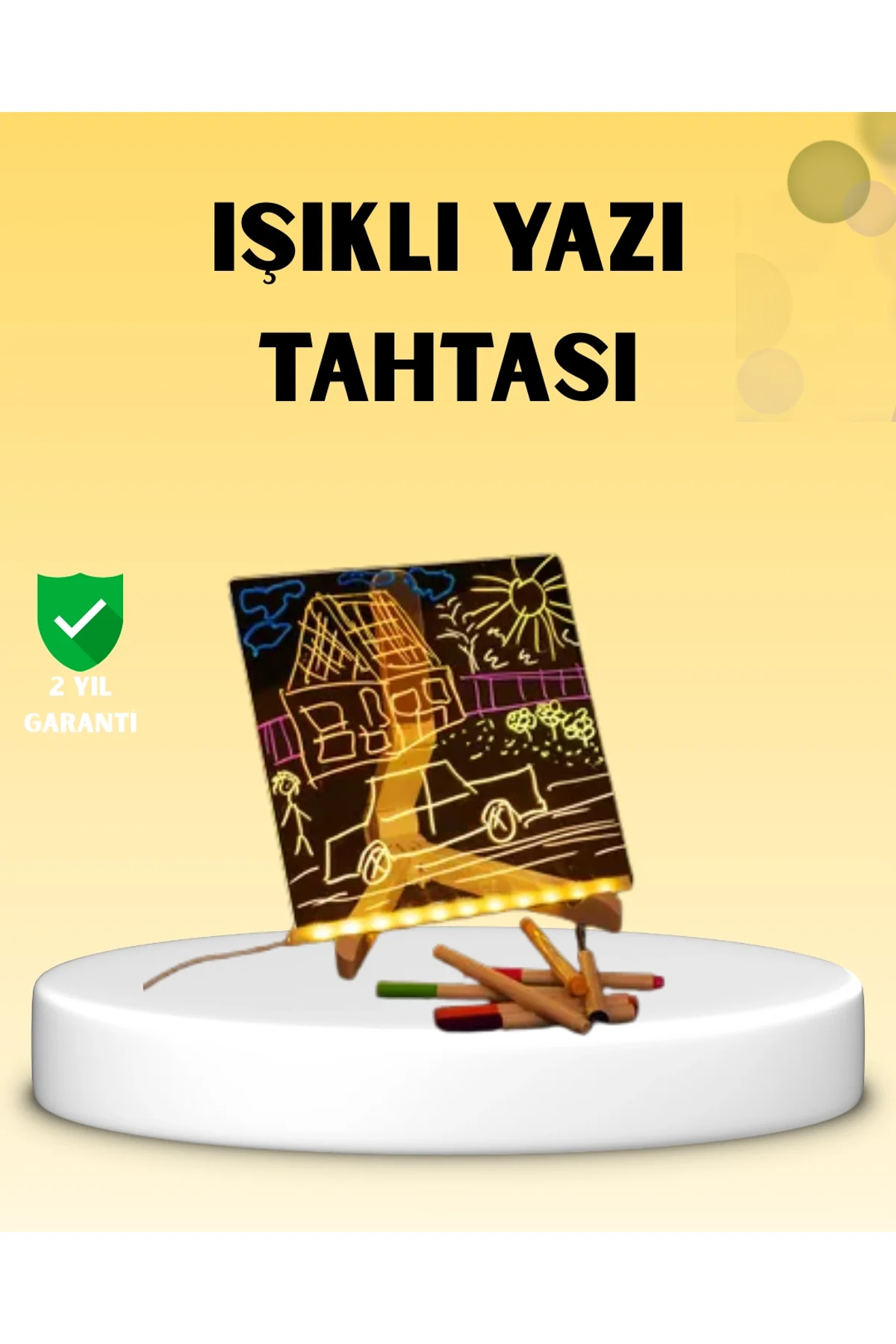 Led Işıklı Akrilik Yazı Tahtası Renkli Kalem Setiyle