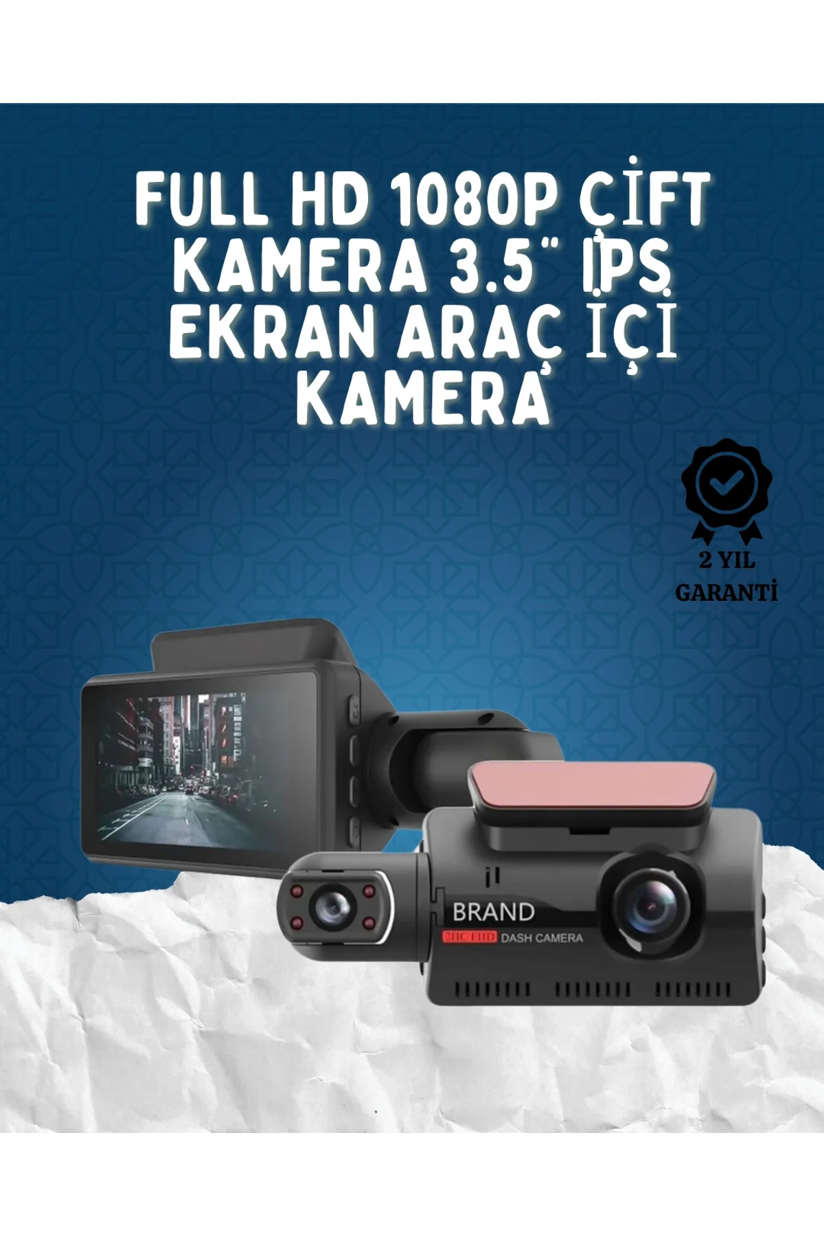 Çift Görüşlü Dashcam – Gece Görüşlü 1080p Araç İçi Güvenlik Kamerası