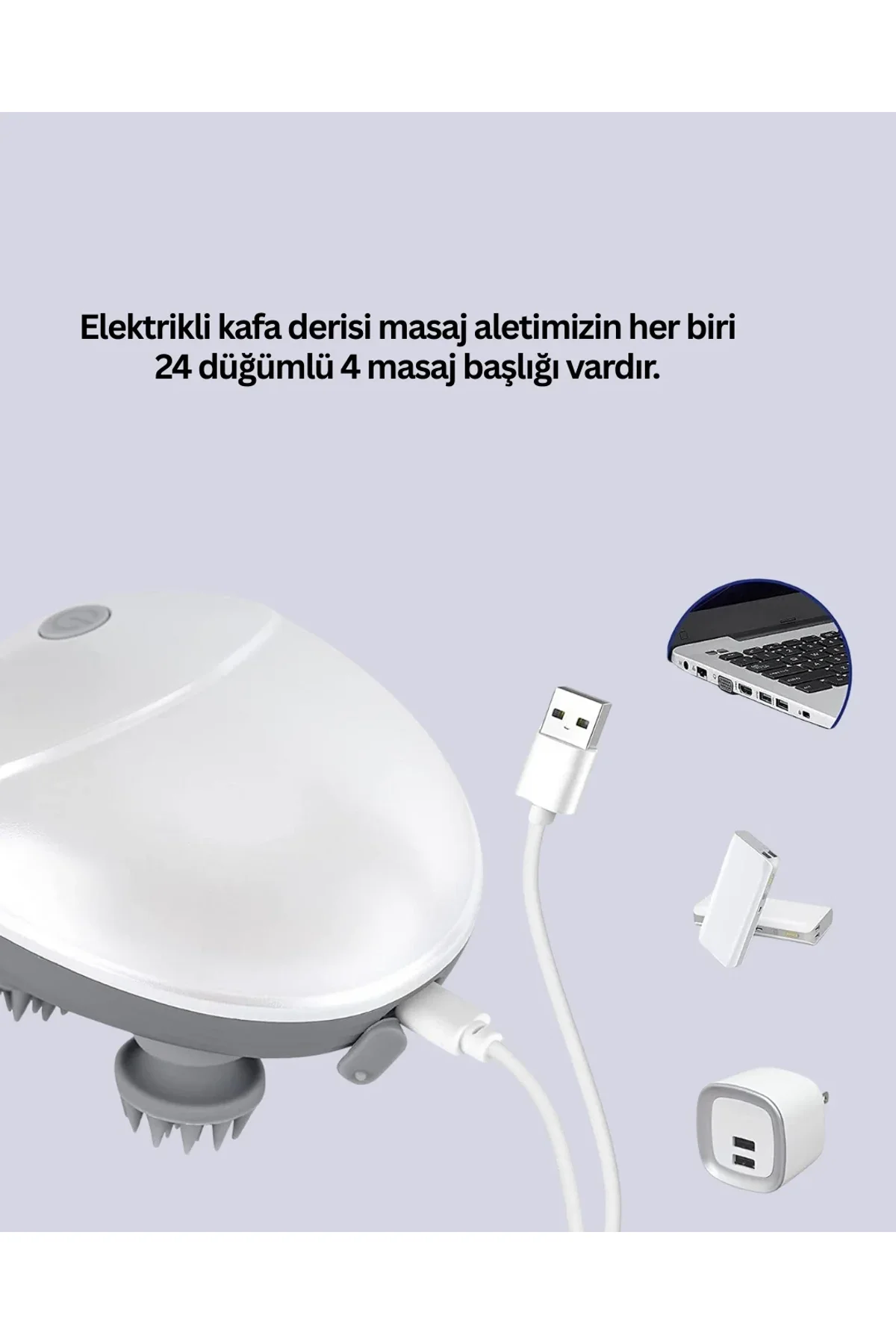 Şarjlı Kafa Masaj Aleti 3 Hız Ayarlı Derin Masaj - Just Cheap Store Görsel 4