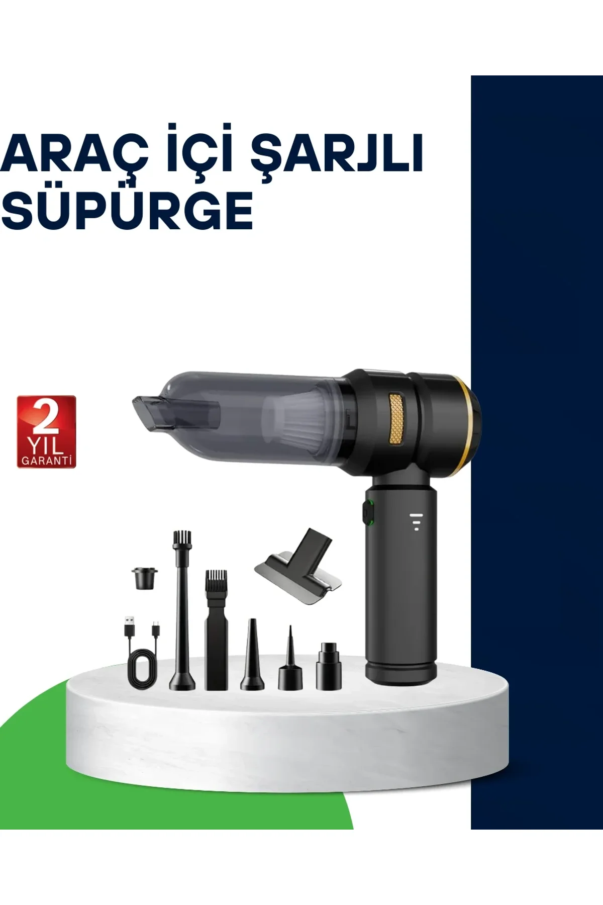 Kablosuz Şarjlı Araç İçi Ve Küçük Alanlar İçin Güçlü Vakumlu Süpürge - Just Cheap Store Görsel 2