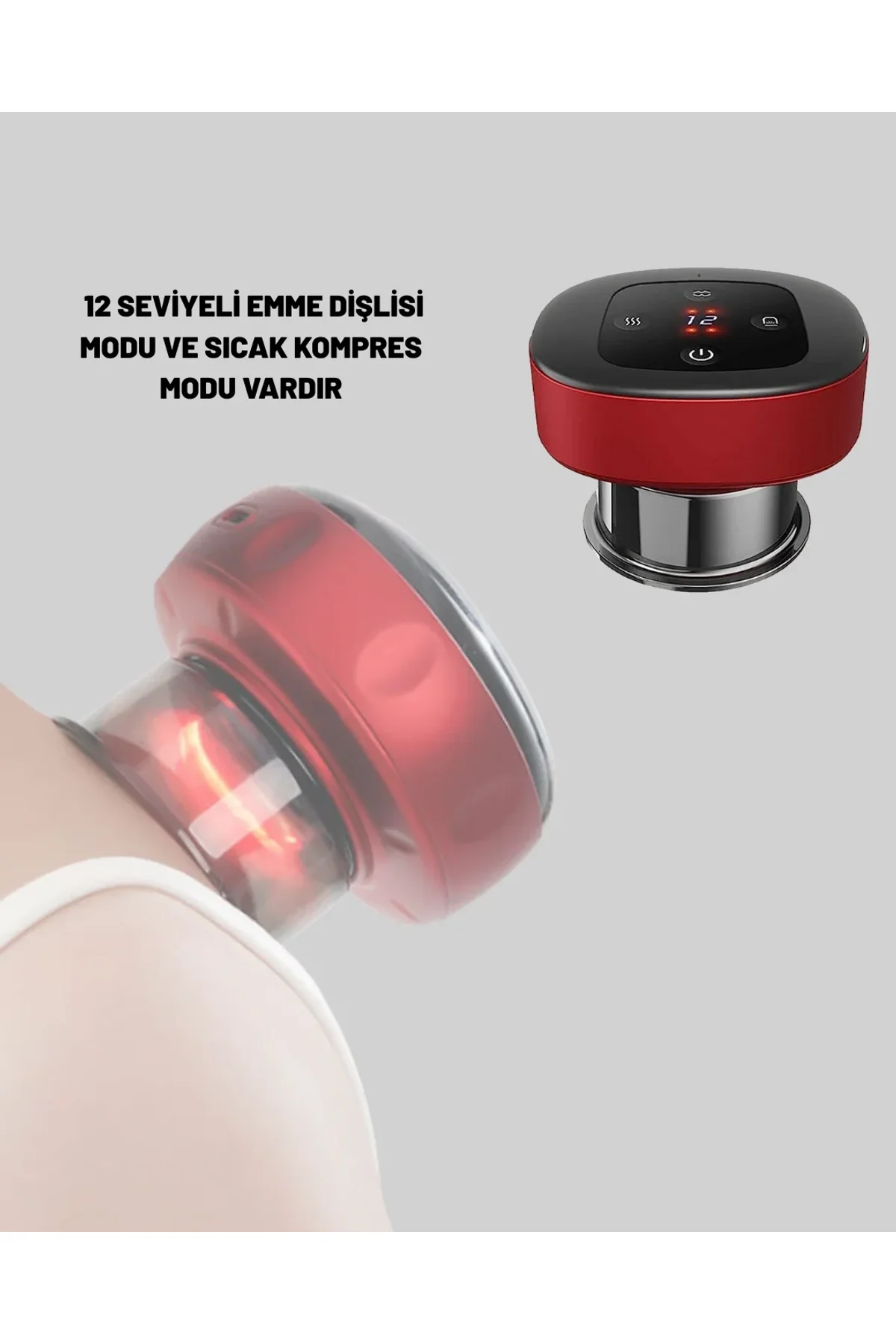 Elektrikli Vakumlu Çukurluk Masaj Aleti Isıtmalı Ve Kırmızı Işıklı Terapi Seti - Just Cheap Store Görsel 3