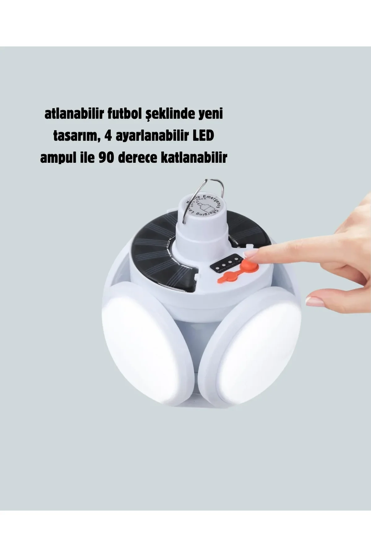 Güneş Paneliyle Şarj Olan Katlanabilir Led Çadır Lambası – 5 Kademeli Aydınlatma - Just Cheap Store Görsel 5