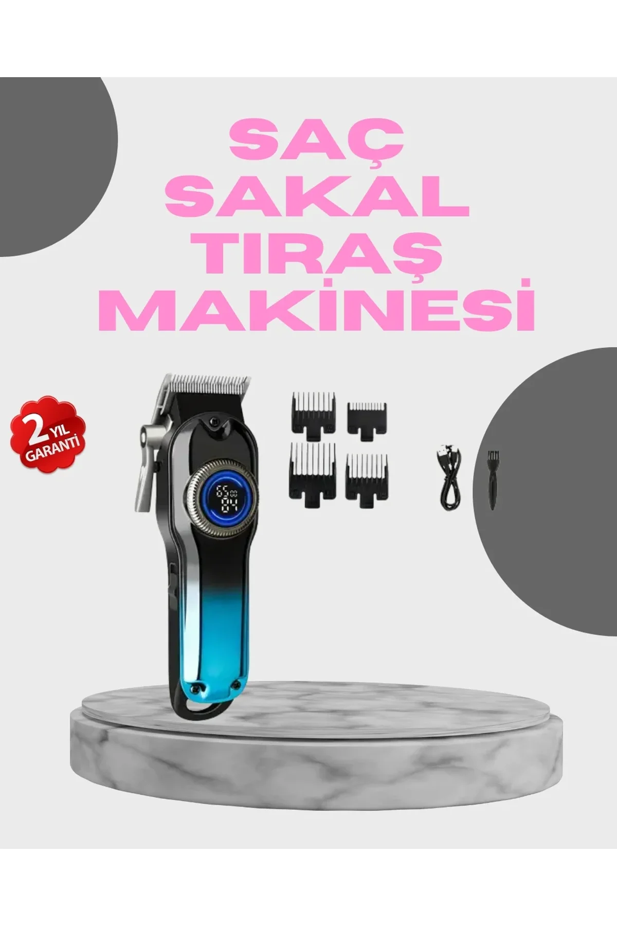 Profesyonel Saç Kesme Makinesi – 2000 Mah Şarjlı, Lcd Ekranlı - Just Cheap Store Görsel 2