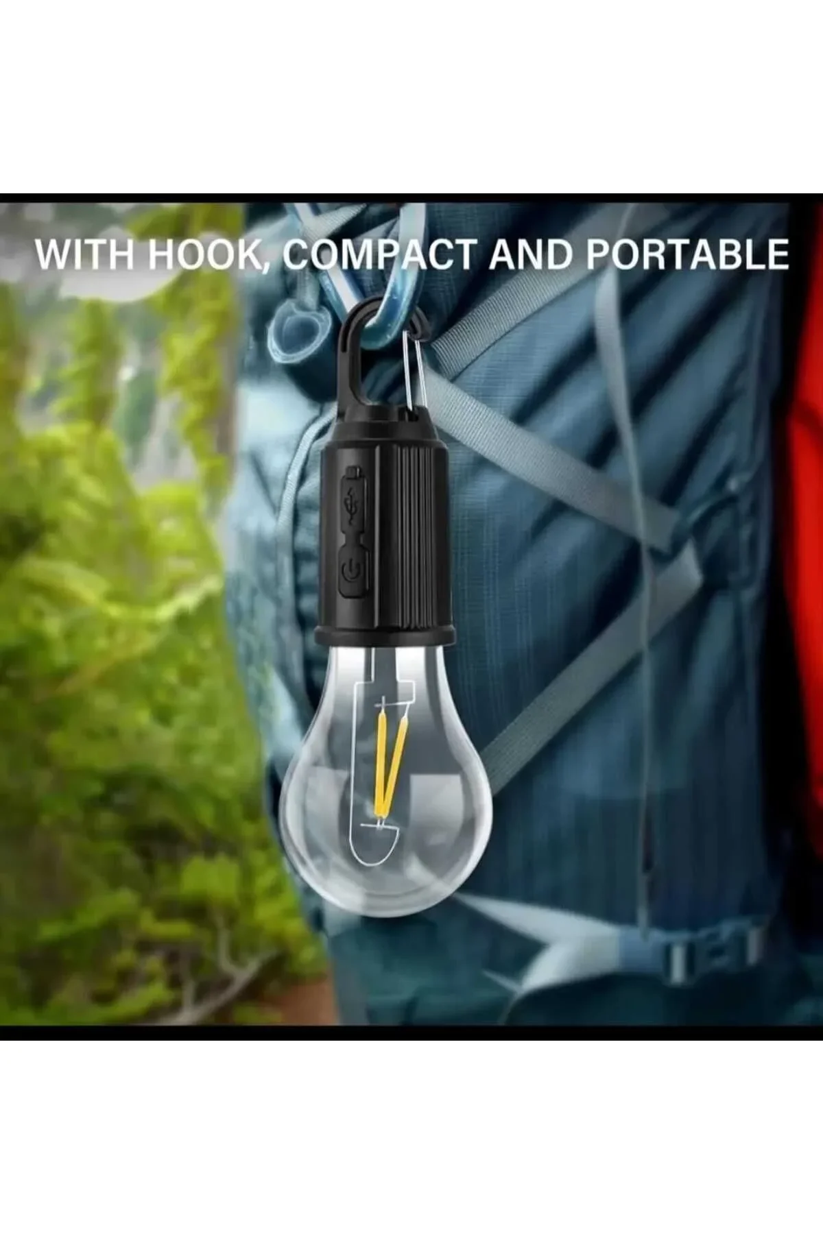 Taşınabilir Şarjlı Led Ampül Outdoor Kamp Bahçe Lambası 10w Askılı Kırılmaz Led Işık - Just Cheap Store Görsel 4