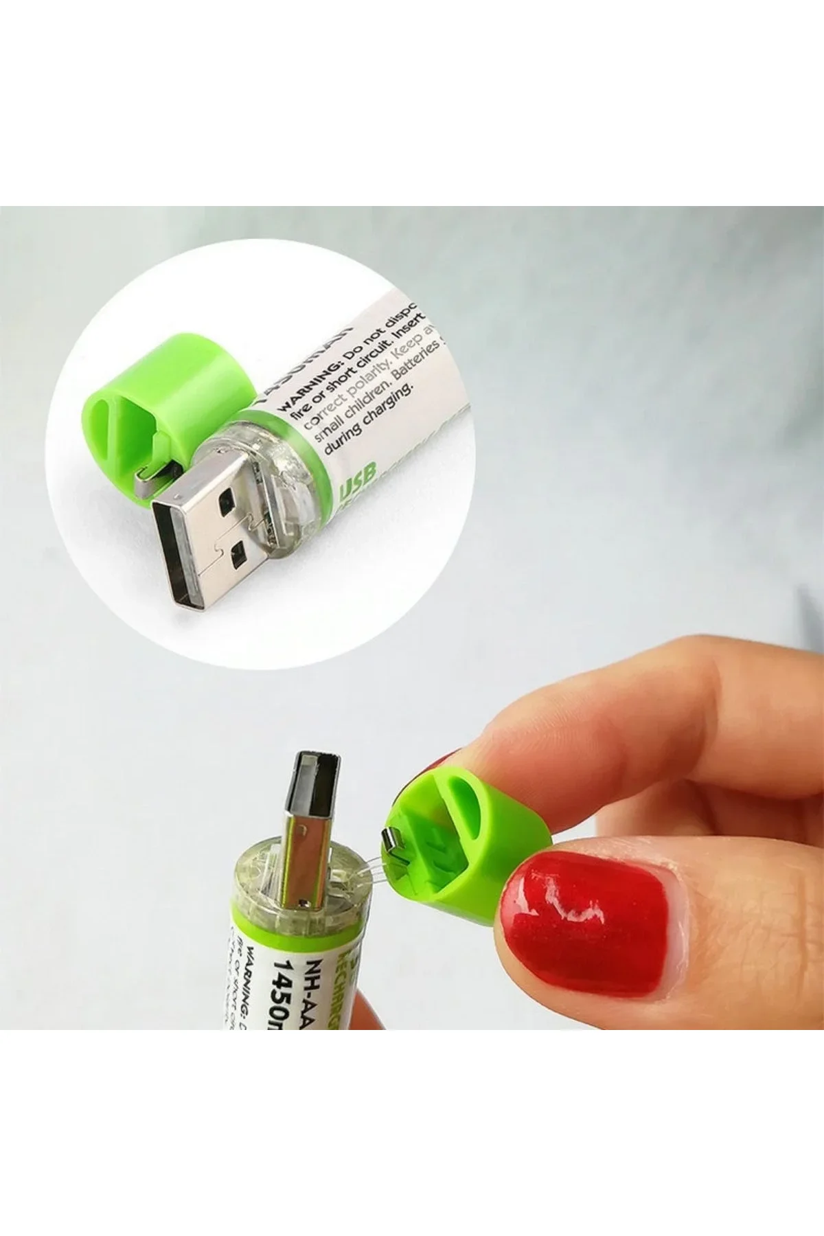 Usb İle Şarj Olabilen 2 Li 1450 Mah Lityum Şarjlı Kalem Pil - Just Cheap Store Görsel 3