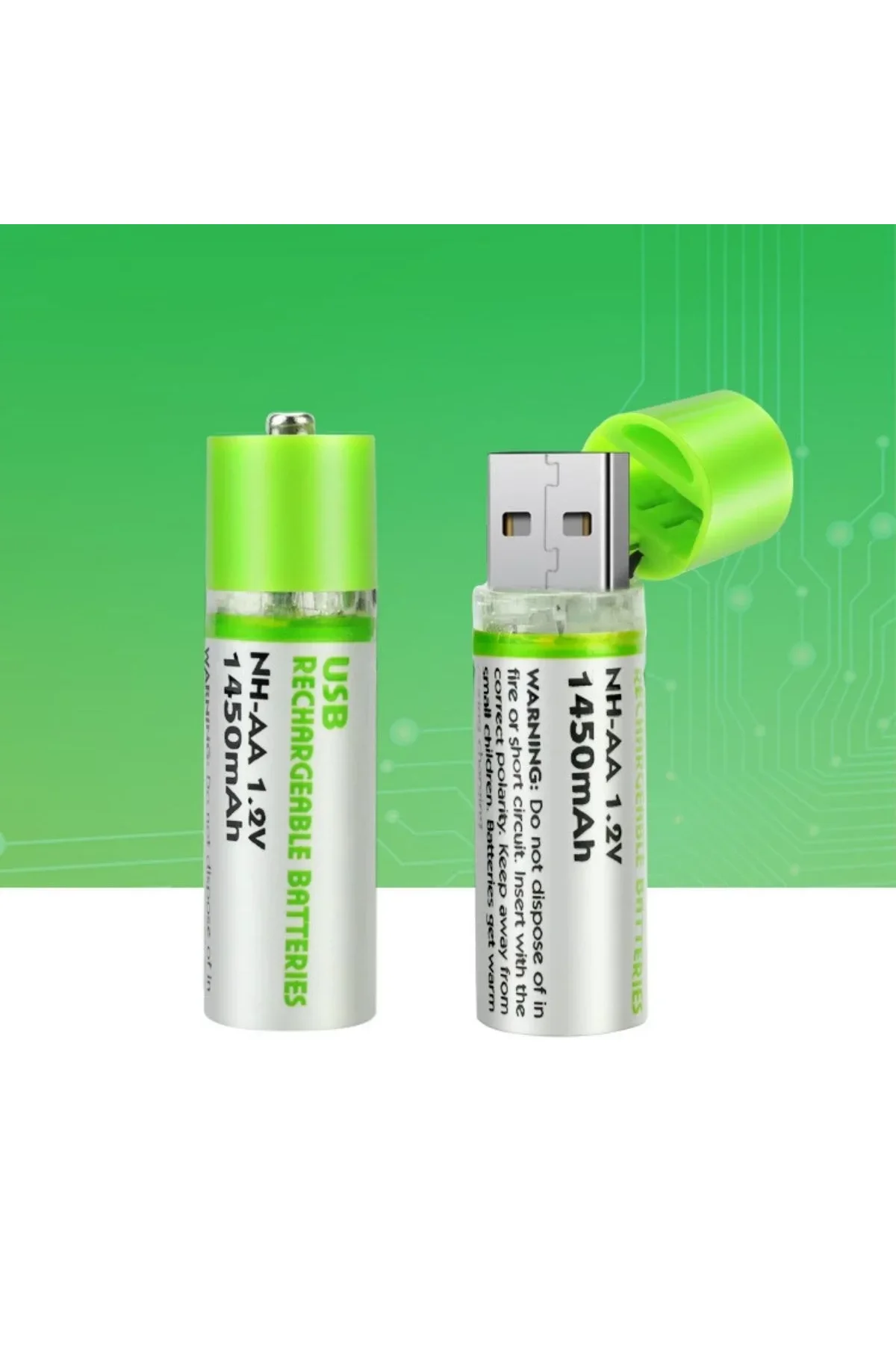 Usb İle Şarj Olabilen 2 Li 1450 Mah Lityum Şarjlı Kalem Pil - Just Cheap Store Görsel 5