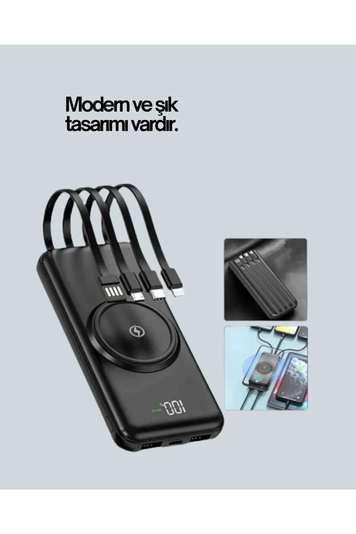 10000mah Kablosuz Ve Hızlı Şarj Destekli Powerbank – Taşınabilir Şarj Gücü - Just Cheap Store Görsel 4