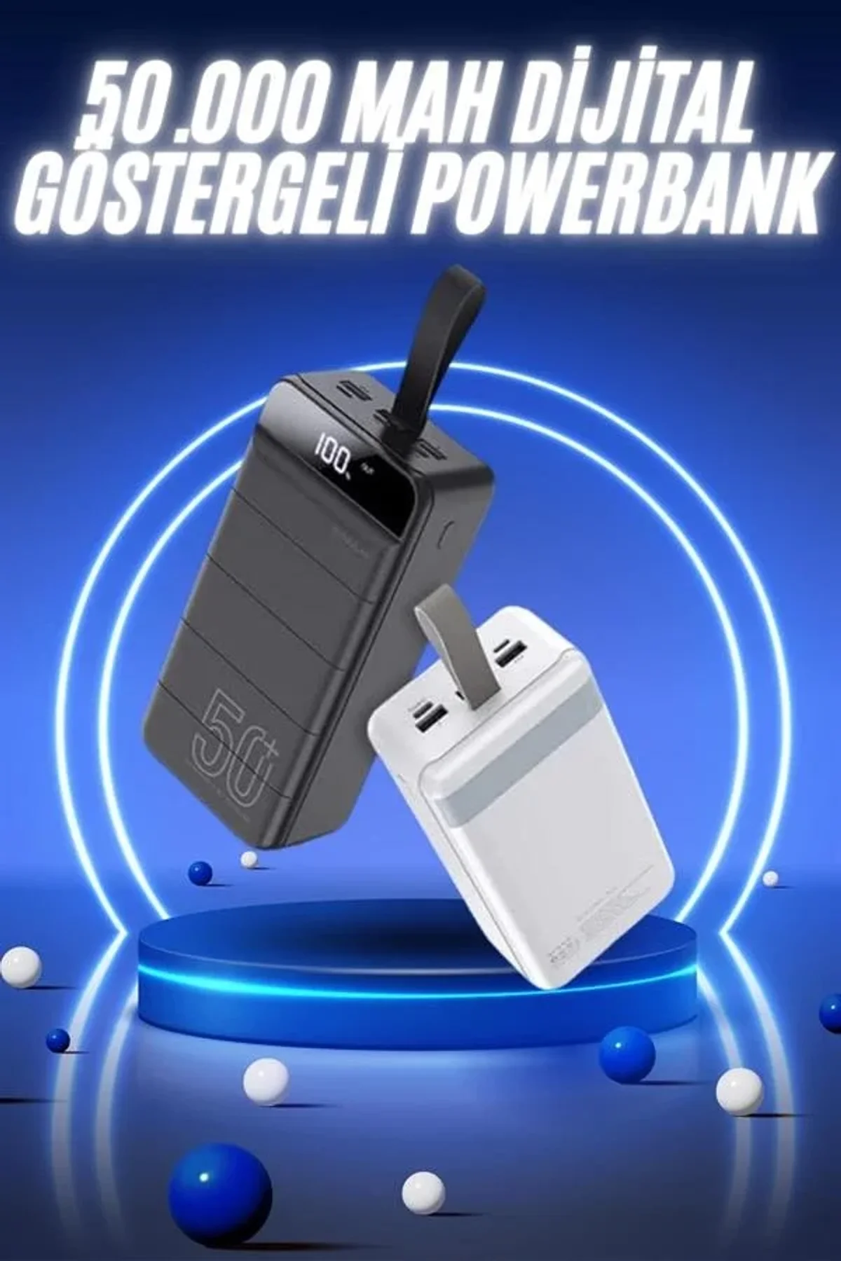 50.000 Mah Powerbank Turbo Hızlı Led Göstergeli Android İos Uyumlu Taşınabilir Askılı - Just Cheap Store Görsel 3
