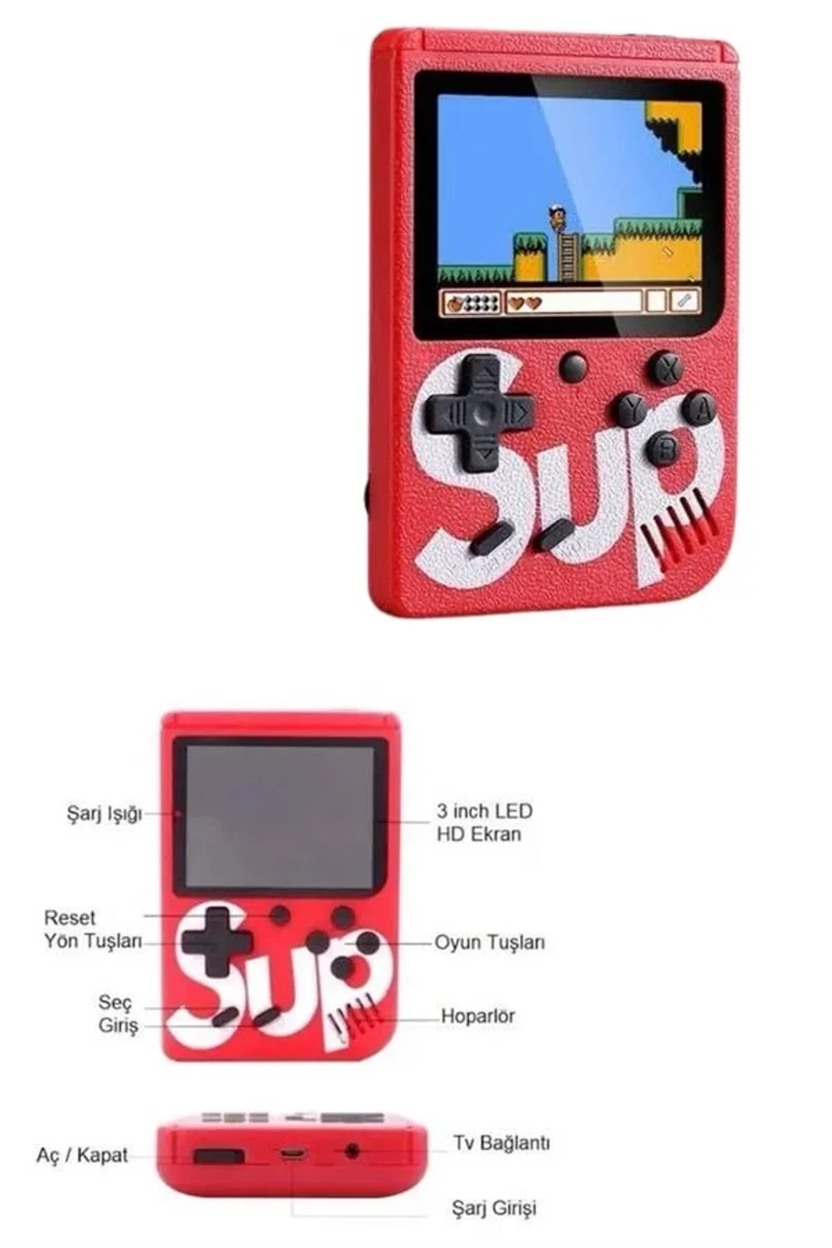 Çocuklara Özel Taşınabilir Sup El Atarisi 400 Oyunlu Nostaljik Oyun Konsolu - Just Cheap Store Görsel 3