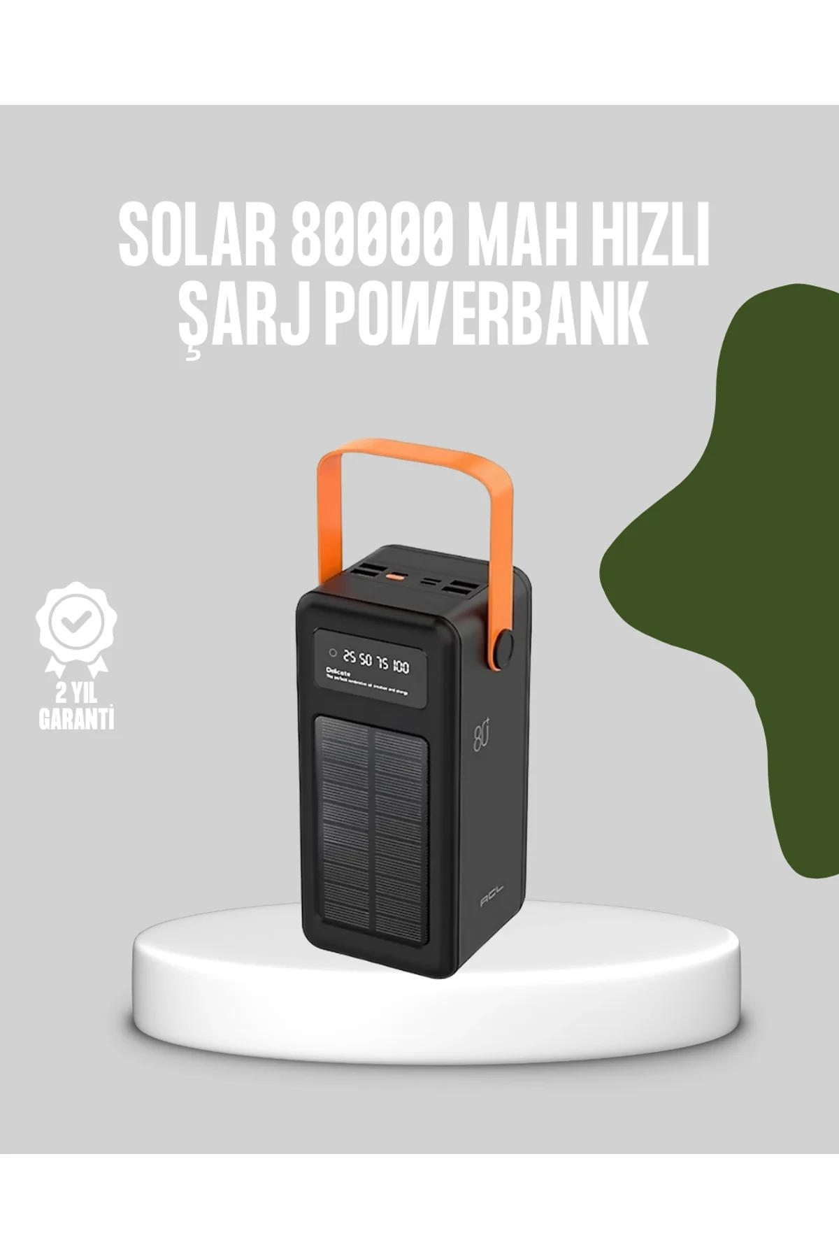 80000 Mah Solar Powerbank Göstergeli Fenerli Hızlı Şarj Taşınabilir Şarj Cihazı