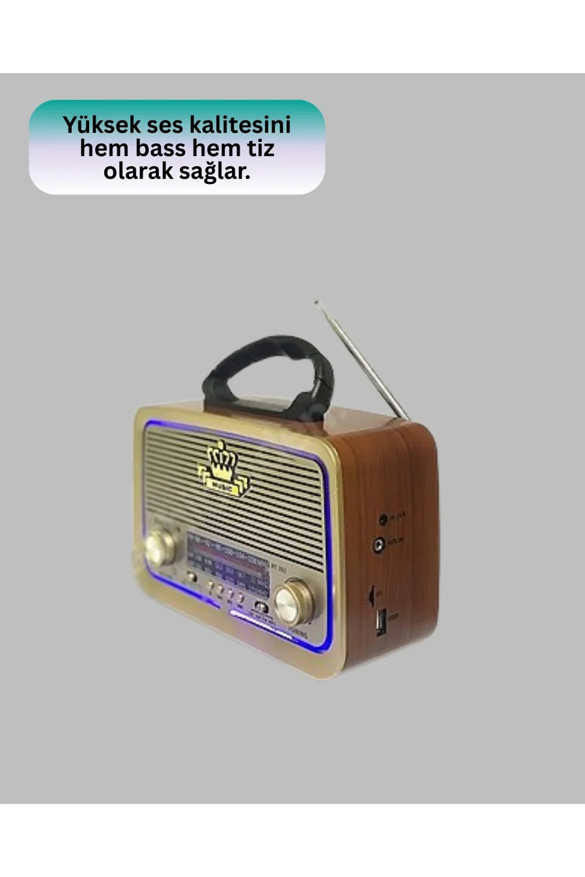 Taşınabilir Nostalji Radyo Bluetooth Usb Aux Girişli - Just Cheap Store Görsel 3