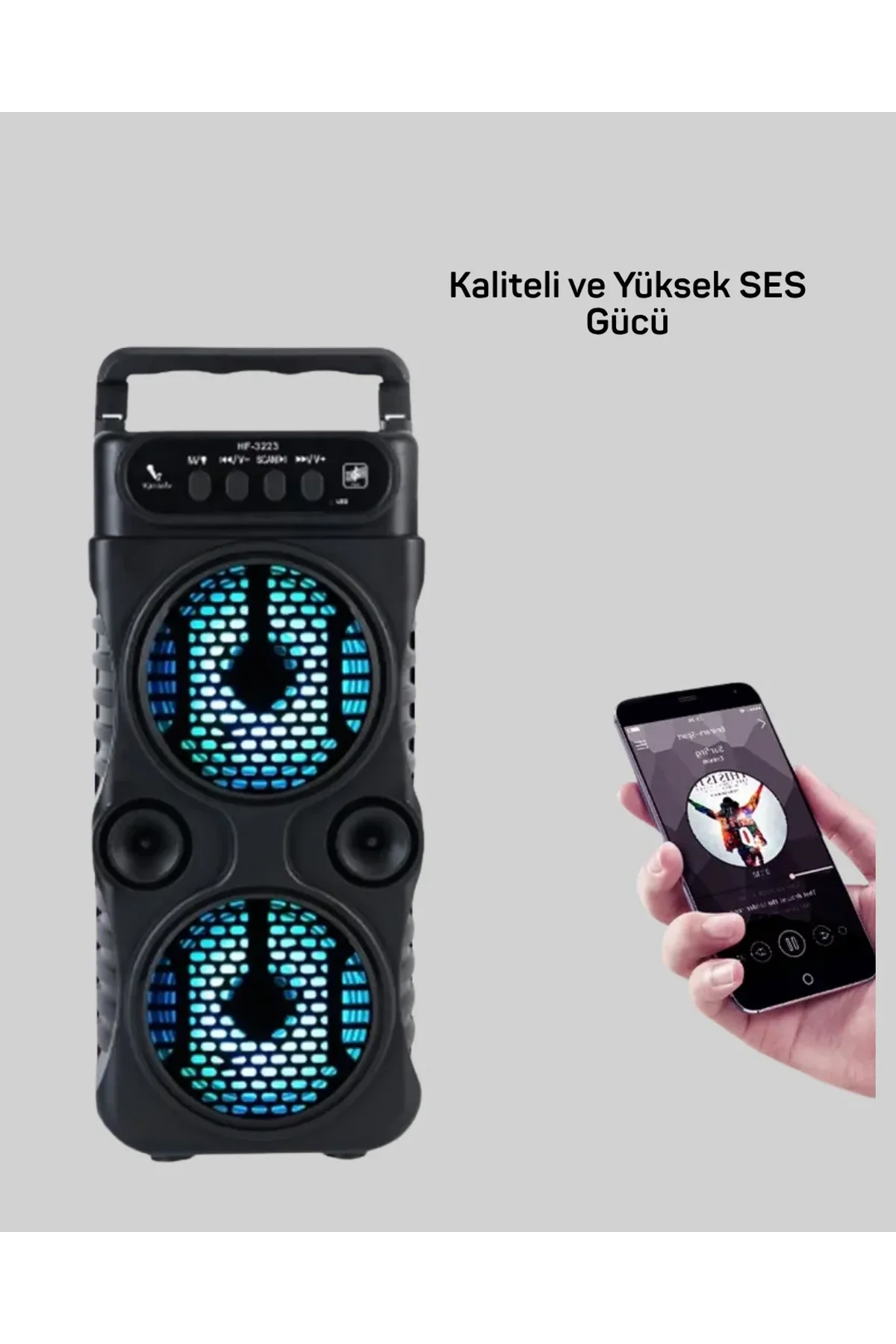 Bluetooth Bağlantılı Led Işıklı Taşınabilir Hoparlör – 1200 Mah Şarjlı, Fm Radyolu - Just Cheap Store Görsel 5