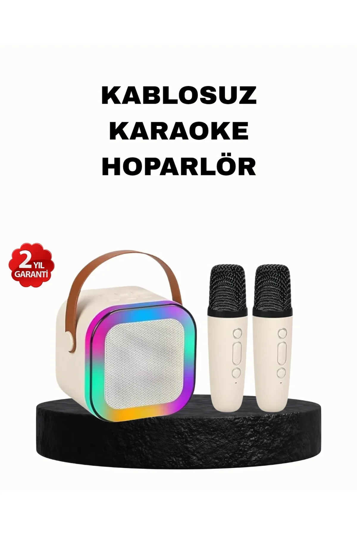 Karaoke Hoparlör Taşınabilir Çift Mikrofonlu Ve Led Işıklı Bluetooth 5.0 - Just Cheap Store Görsel 2