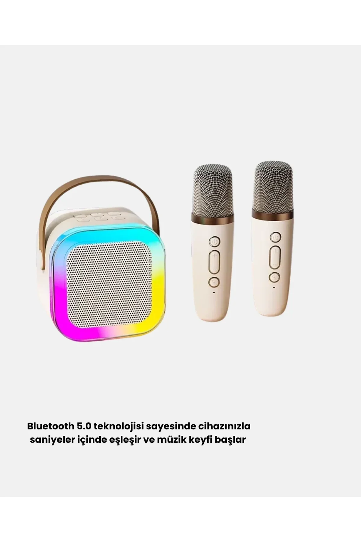 Karaoke Hoparlör Taşınabilir Çift Mikrofonlu Ve Led Işıklı Bluetooth 5.0 - Just Cheap Store Görsel 4
