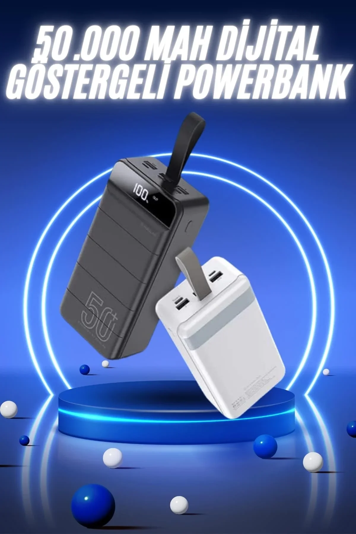50.000 Mah Powerbank Turbo Hızlı Led Göstergeli Android İos Uyumlu Taşınabilir Askılı - Just Cheap Store Görsel 2