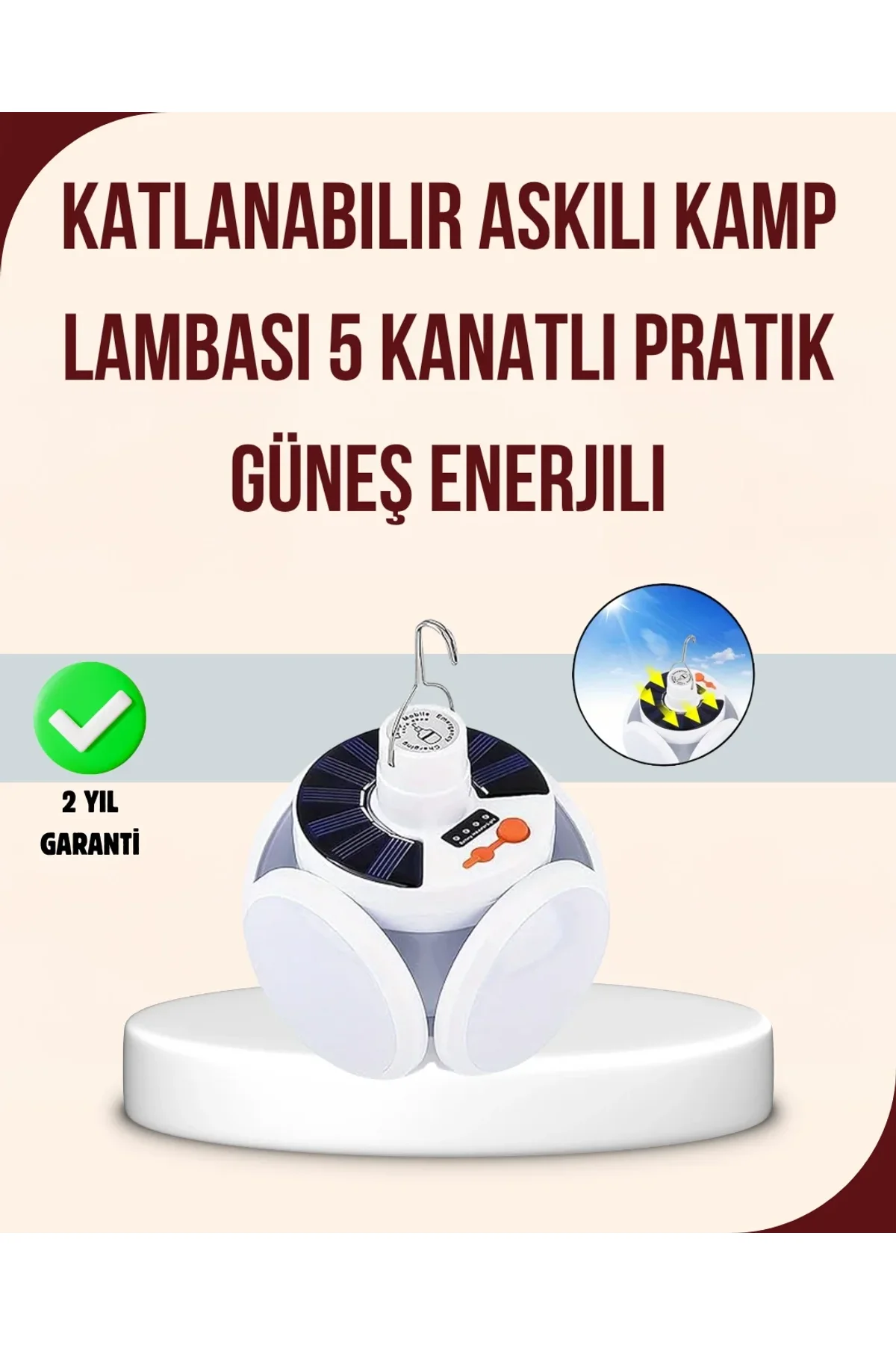 Güneş Enerjili Usb Şarj Edilebilir 5 Modlu Katlanabilir Led Kamp Işığı - Just Cheap Store Görsel 2