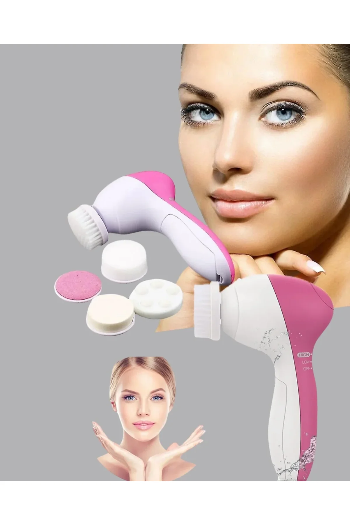 5 Başlıklı Yüz Masaj Aleti – Cilt Temizleme, Peeling, Siyah Nokta Ve Gözenek Bakımı - Just Cheap Store Görsel 3