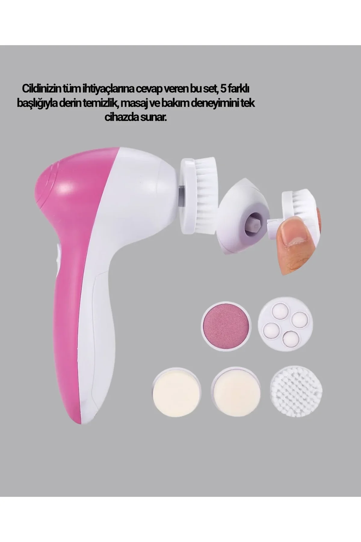 5 Başlıklı Yüz Masaj Aleti – Cilt Temizleme, Peeling, Siyah Nokta Ve Gözenek Bakımı - Just Cheap Store Görsel 4