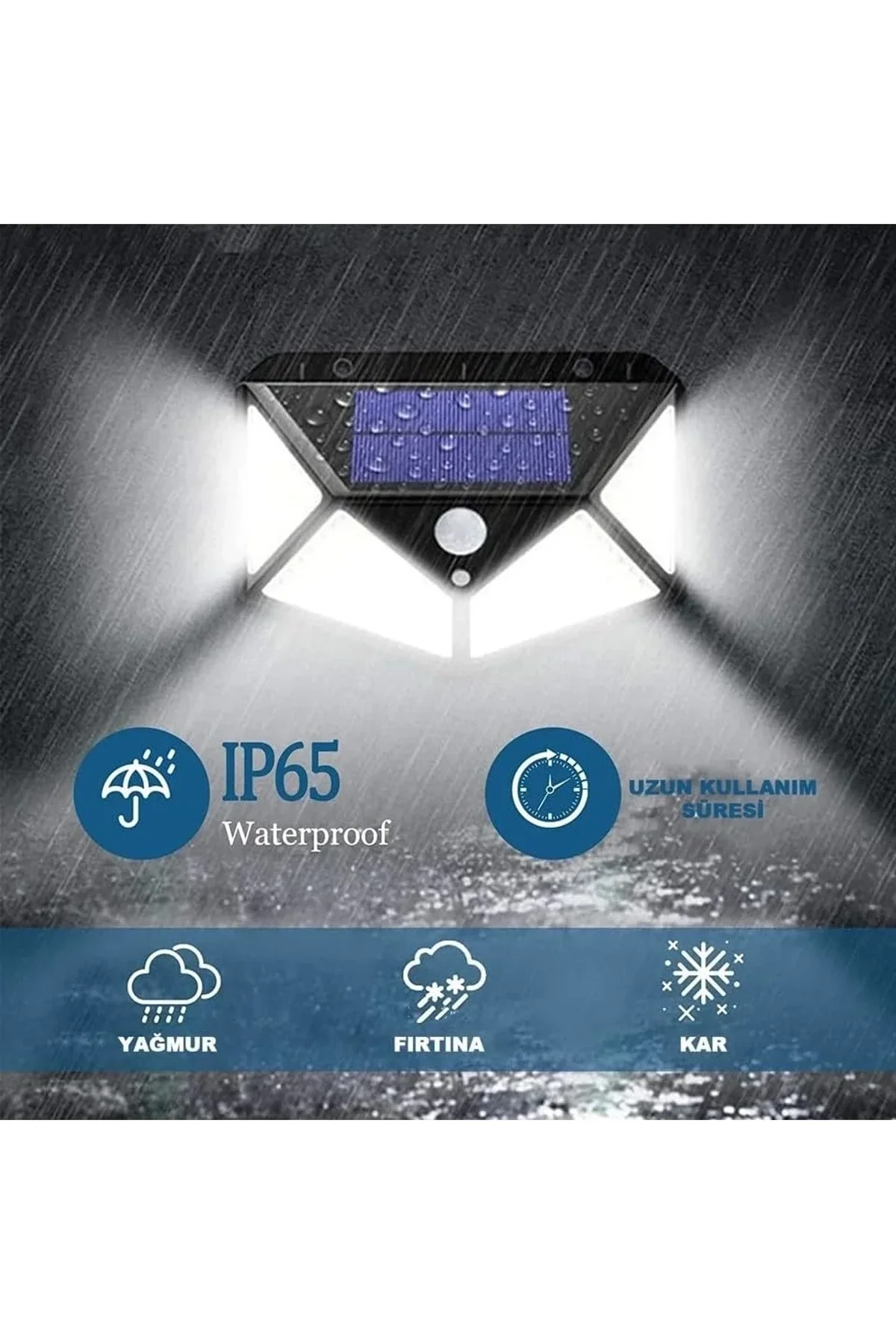 100 Led Dış Mekan Solar Aydınlatma Fotoselli Solar Lamba Hareket Sensörlü - Just Cheap Store Görsel 4