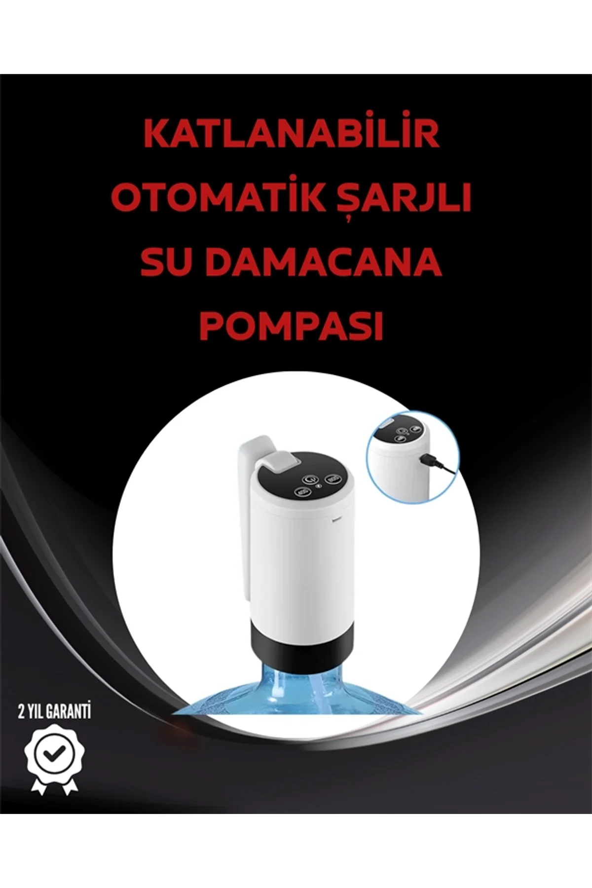 Daana Üstü Akıllı Su Pompası | 3 Daana Kullanım | 4w Güç | Micro Usb Şarjlı | Katlanabilir &amp; Taş