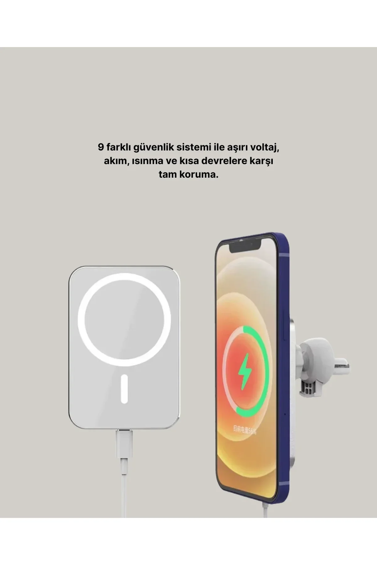 360° Döner Başlıklı Magsafe Araç Telefon Tutucu 15w Güvenli Kablosuz Şarj - Just Cheap Store Görsel 5