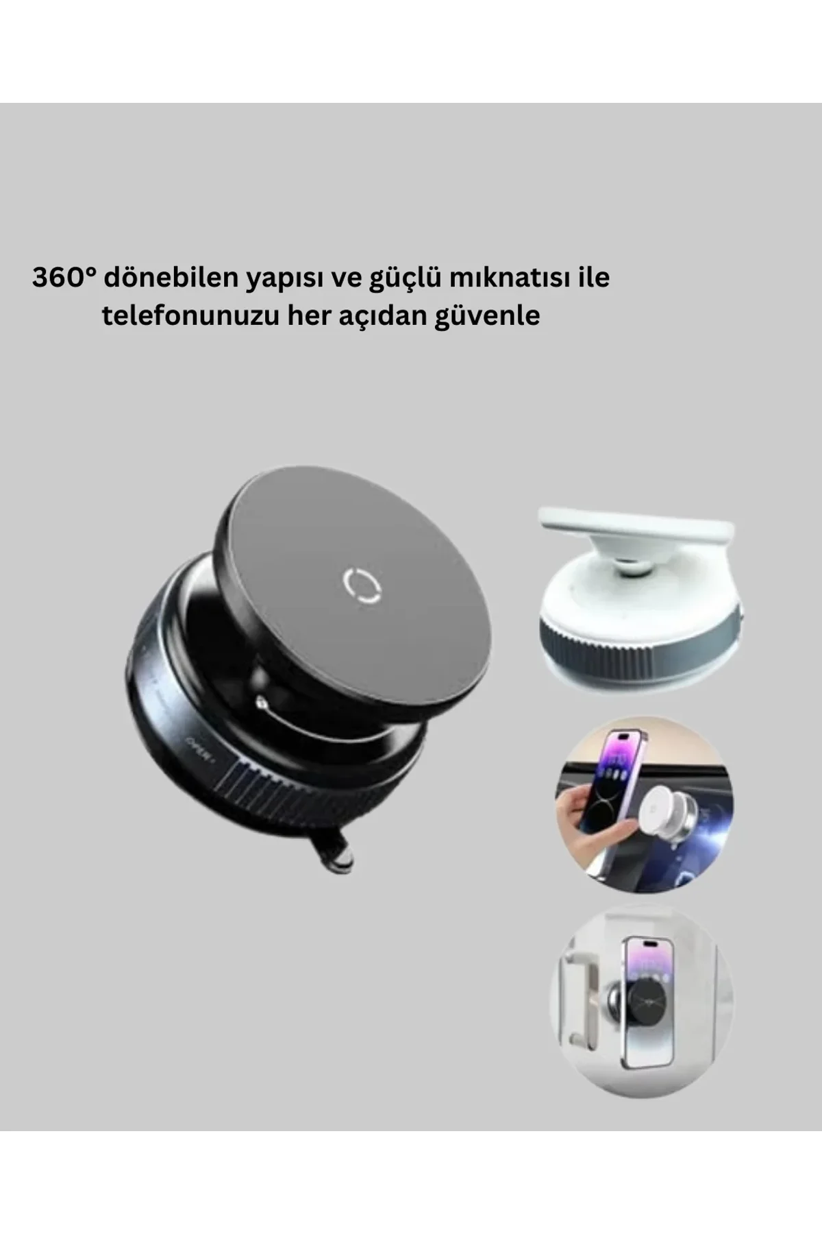 Araç İçi Manyetik Telefon Tutucu 360° Döner Vakumlu Stand - Just Cheap Store Görsel 3